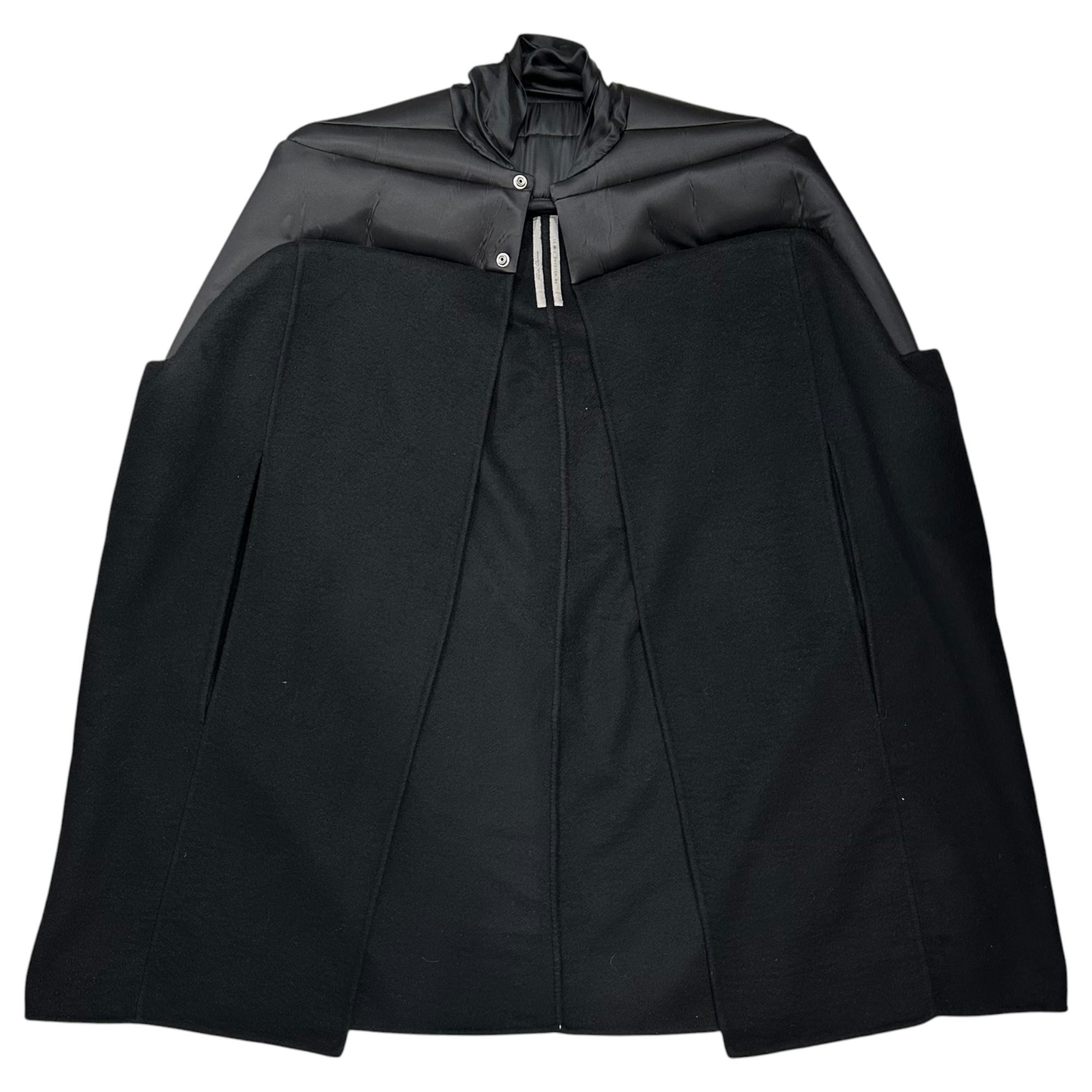 Rick Owens(リックオウエンス) 22SS ”FOGACHINE” GIRDERED CAPE SHORT ガーダード ケープ ショート コート RO02A7964 40 ブラック ポンチョ ジャケット カシミア