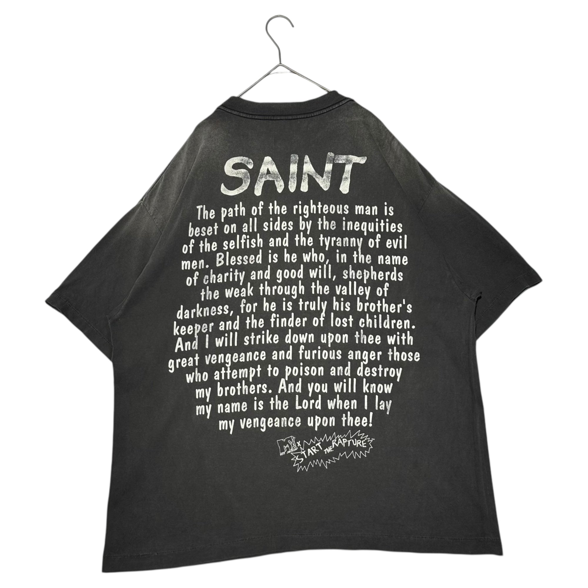 SAINT MICHAEL(セントマイケル) 25SS SS TEE RAPTURE ヴィンテージ加工 半袖 Tシャツ SM-HR8-0000-015 XL ブラック