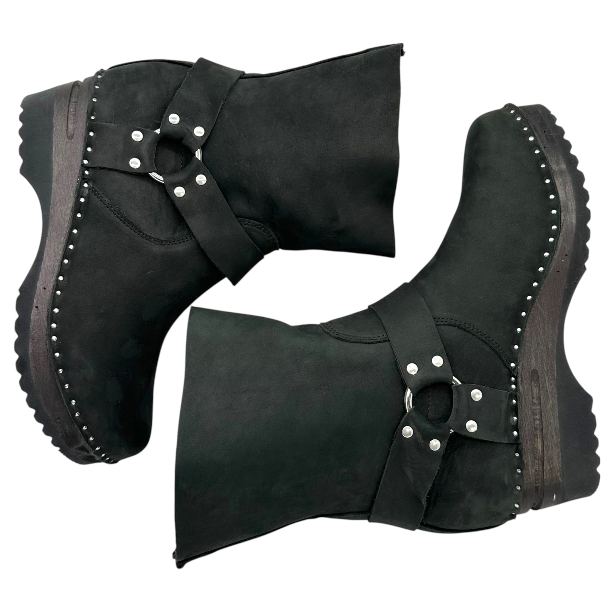 NEEDLES×Troentorp(ニードルズ×トロエントープ) 21AW Troentorp Harness Clog Boots - Nuback トロエントルプ ハルネス クロッグ ブーツ - ヌバック JO319 41(約26.5-27cm) ブラック スタッズ ウエスタン ハーネス