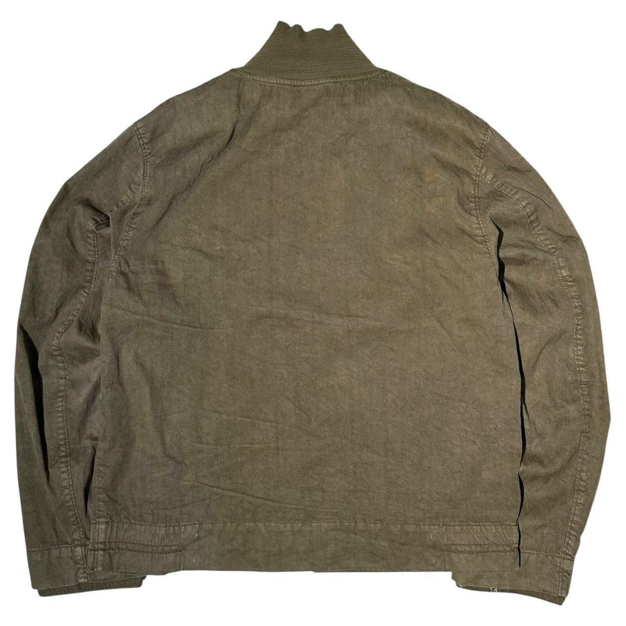 STONE ISLAND(ストーンアイランド) 04SS US NAVY G8 Sampling Zip-up Lion Flax Blouson Jacket G8 サンプリング ジップアップ リネン ブルゾン M カーキ アーカイブ稀少品