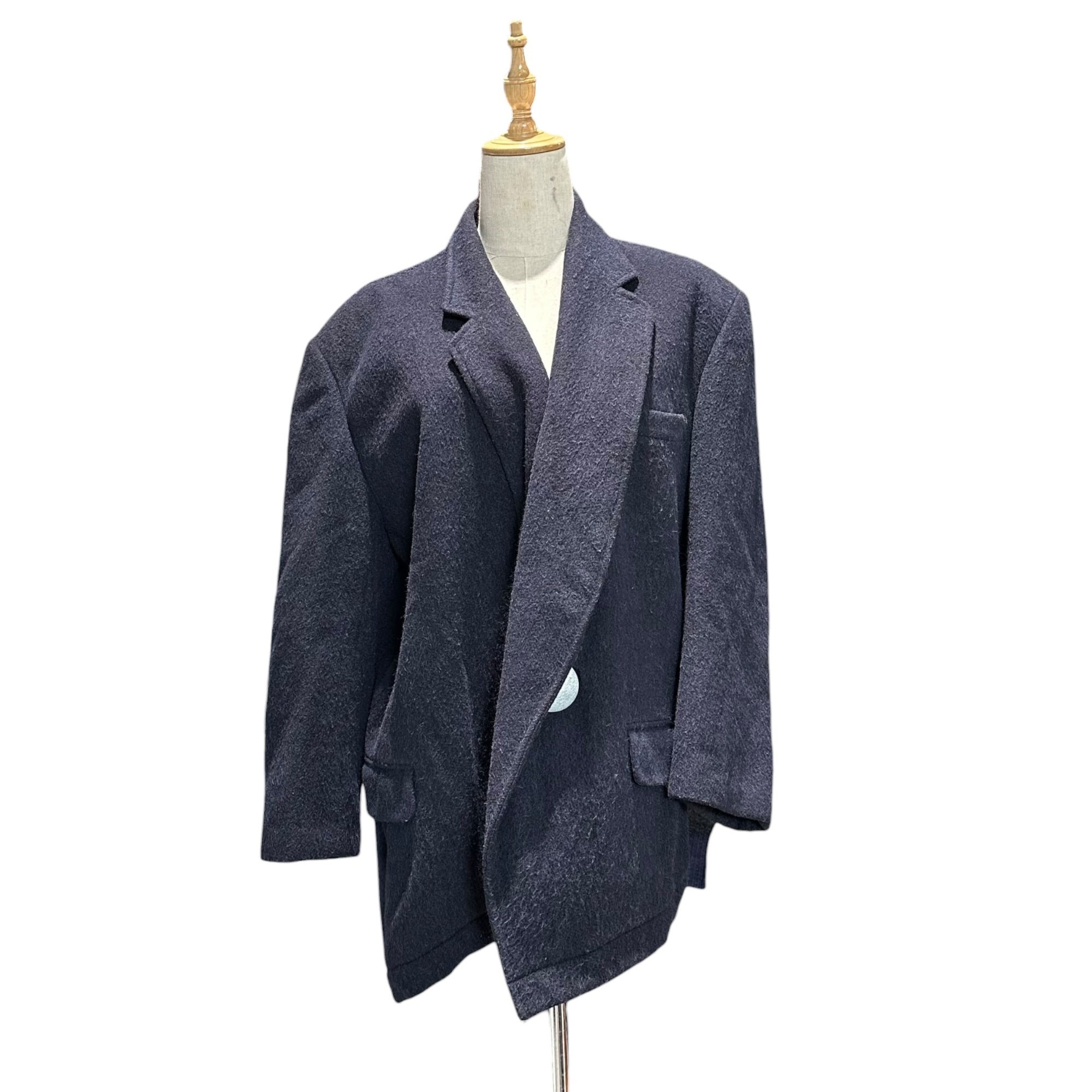 COMME des GARCONS(コムデギャルソン) 80's Big-Button Asymmetrical Wool Tailored Jacket デカボタン 変形 ウール テーラード ジャケット GJ-080020 FREE ネイビー 80年代 80's アーカイブ メンズ着用可