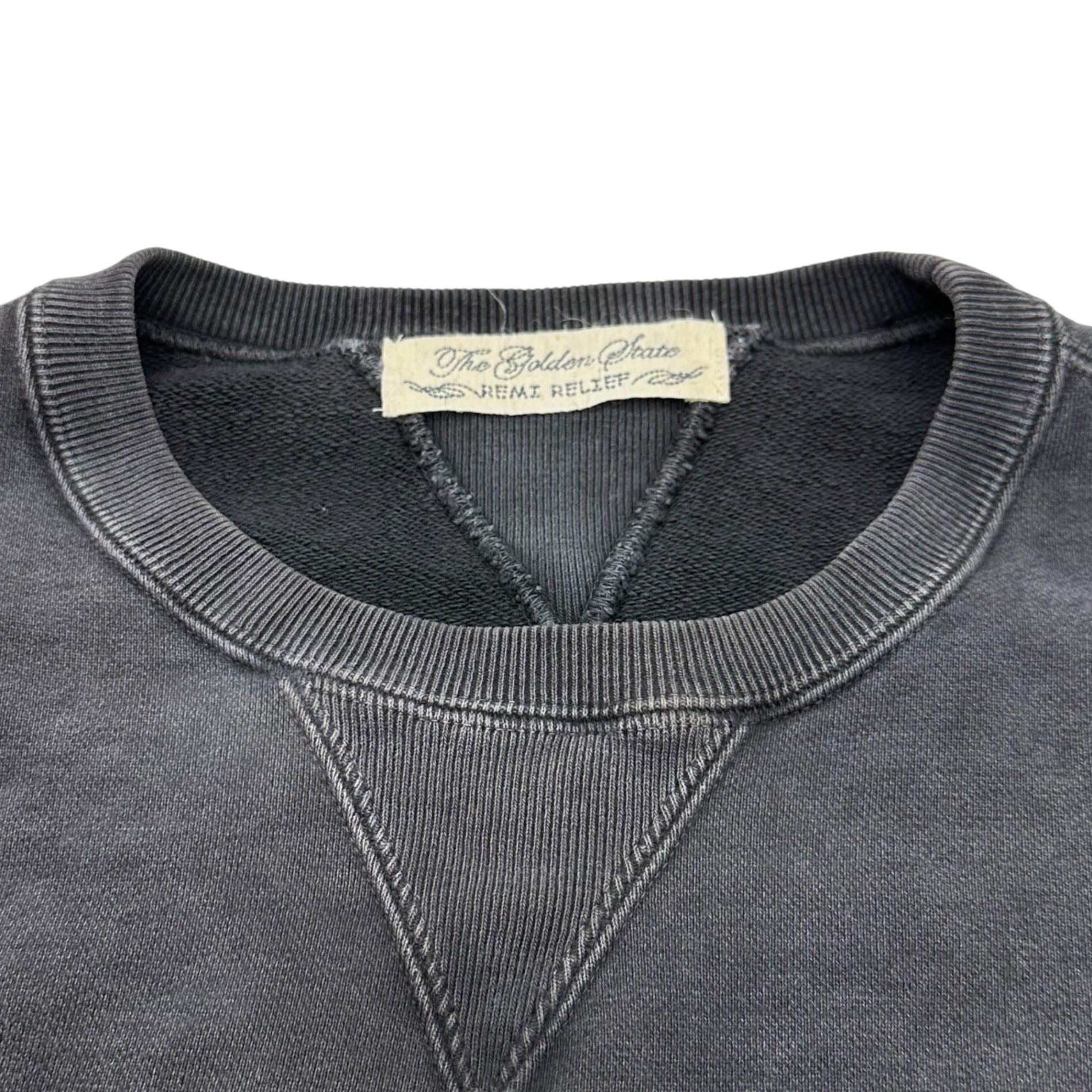 REMI RELIEF(レミレリーフ) Vintage-Washed Double V-Gusset Sweatshirt ヴィンテージ 加工 両Vガゼット スウェット M ブラック
