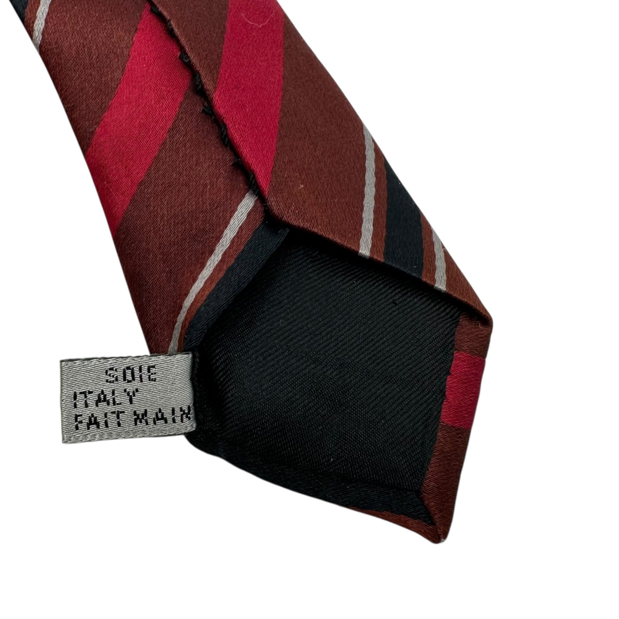Dior HOMME(ディオールオム) 04AW by Hedi Slimane Narrow Regimental Tie エディ スリマン ナロー レジメンタル タイ レッド×ブラウン エディ期 アーカイブ ネクタイ