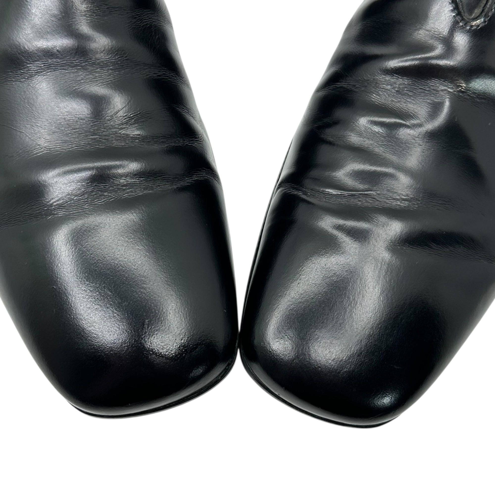 PRADA(プラダ) High-Shine Leather Square Toe Side-Gore Boots ハイシャイン レザー スクエアトゥ サイドゴア ブーツ T1544 7(26cm程度) ブラック