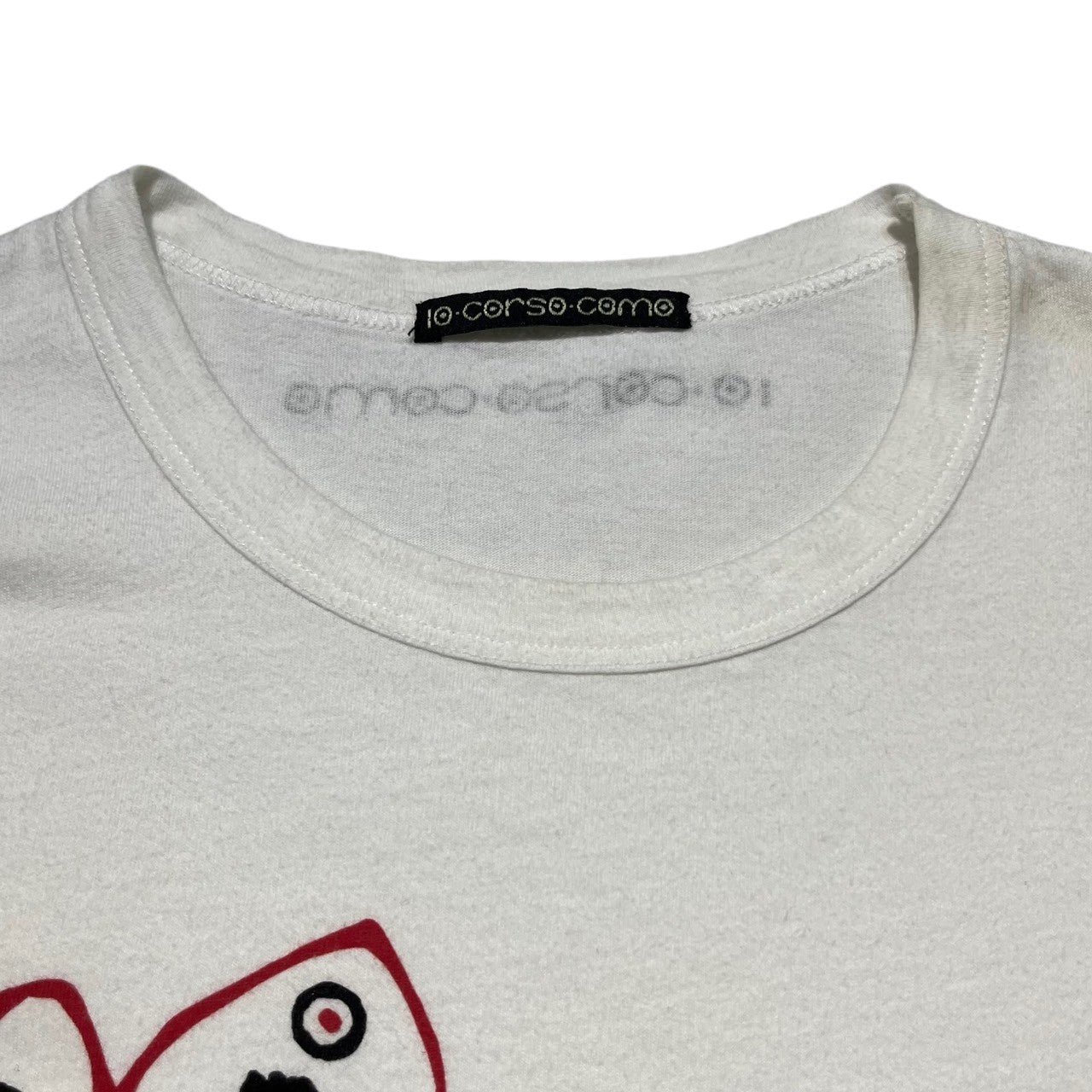 10 corso como(ディエチコルソコモ) 90's dot butterfly t-shirt ドット バタフライ Tシャツ 90年代 M  ホワイト×ピンク イタリア製