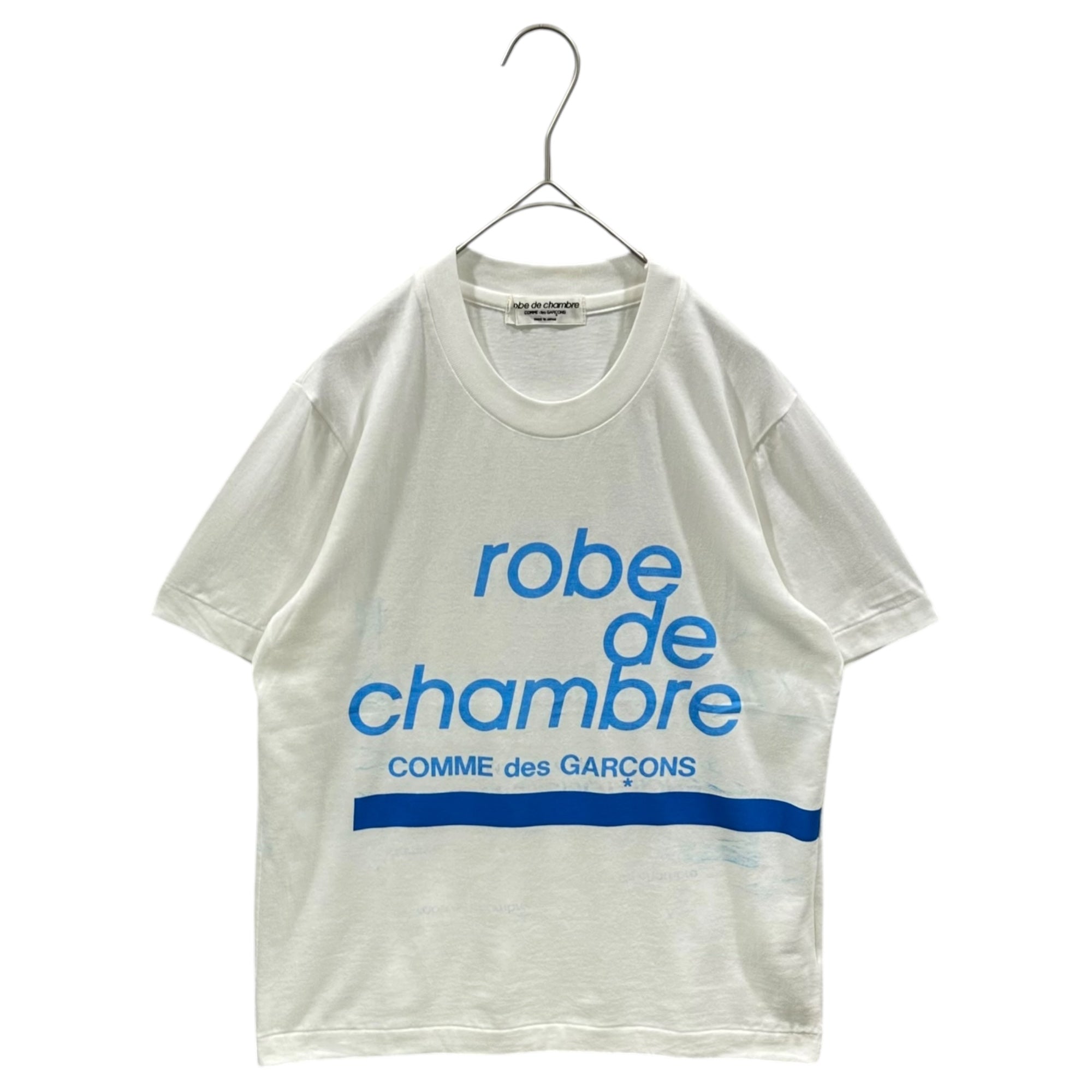 robe de chambre COMME des GARCONS(ローブドシャンブルコムデギャルソン) 1998SS S/S T-shirt with brand logo transfer graphic ブランドロゴ 転写 グラフィック 半袖 Tシャツ RT-100490 表記無(M程度) ホワイト×スカイブルー AD1997