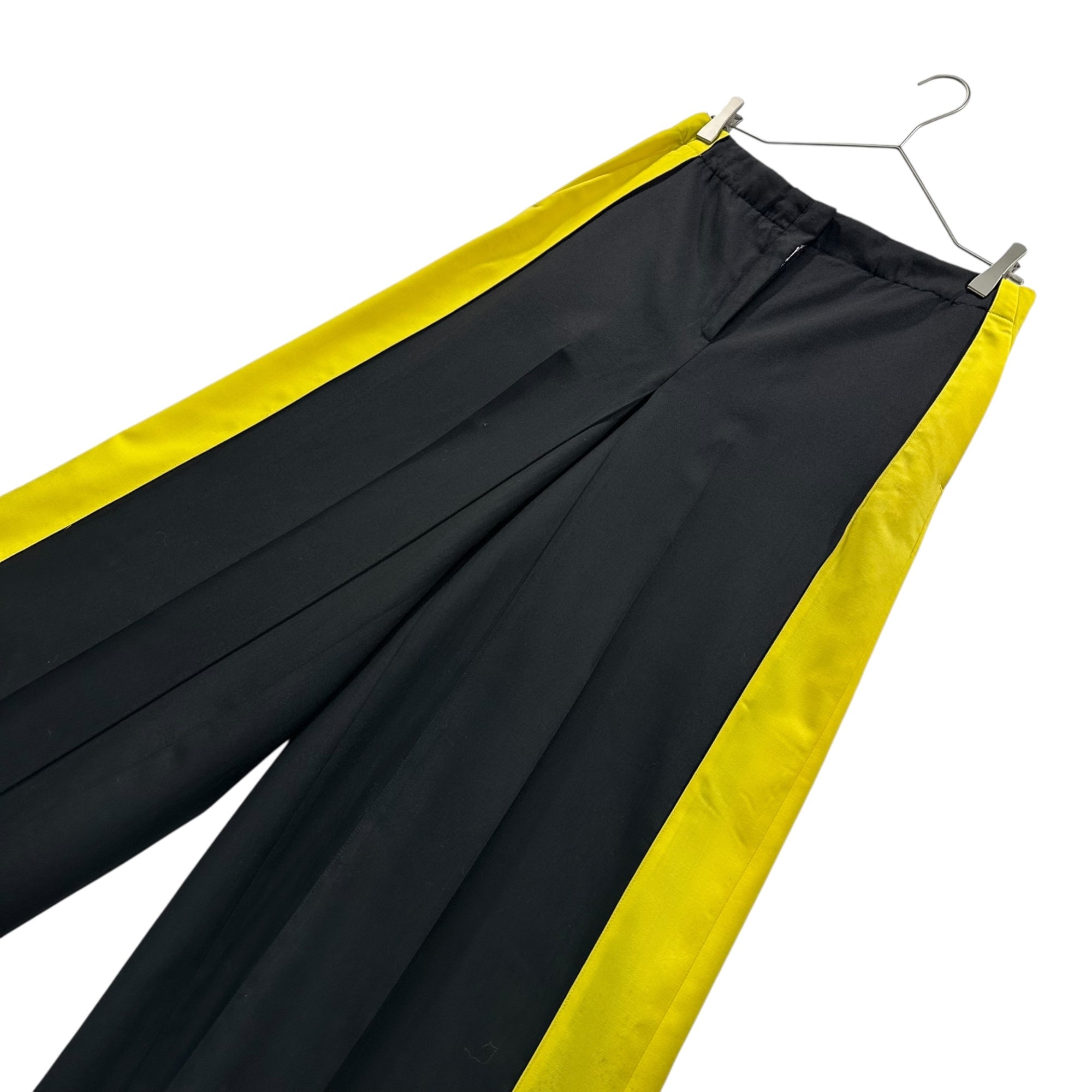 LOEWE(ロエベ) Side Yellow Wide-Leg Wool Slacks サイド イエロー ワイドバギー ウール スラックス S359Y04X30 38(M程度) ブラック×イエロー
