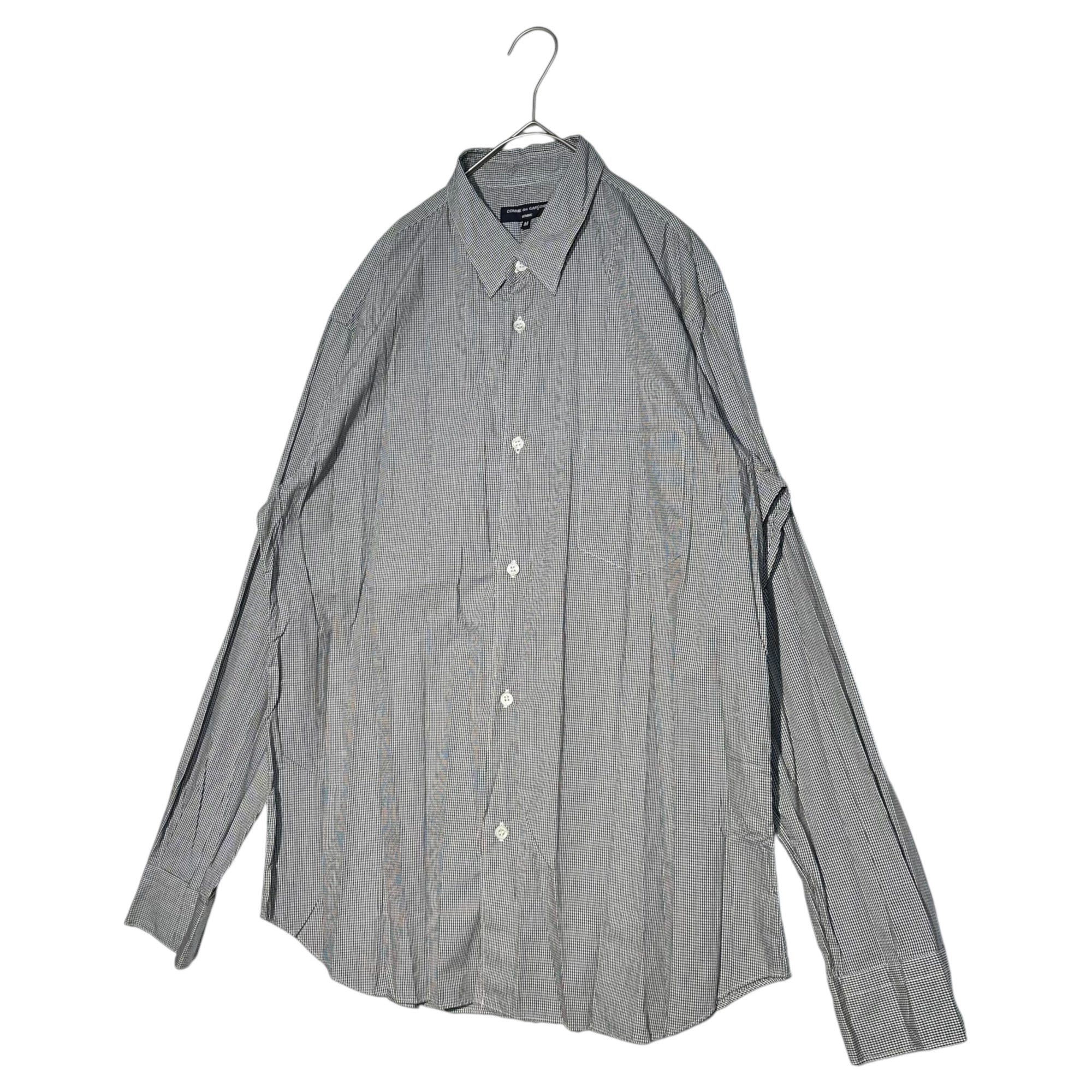 COMME des GARCONS HOMME(コムデギャルソンオム) 21AW Pleated micro check L/S poly cotton shirt プリーツ加工 マイクロチェック 長袖 ポリ コットン シャツ HH-B008 M ブラック×ホワイト AD2021