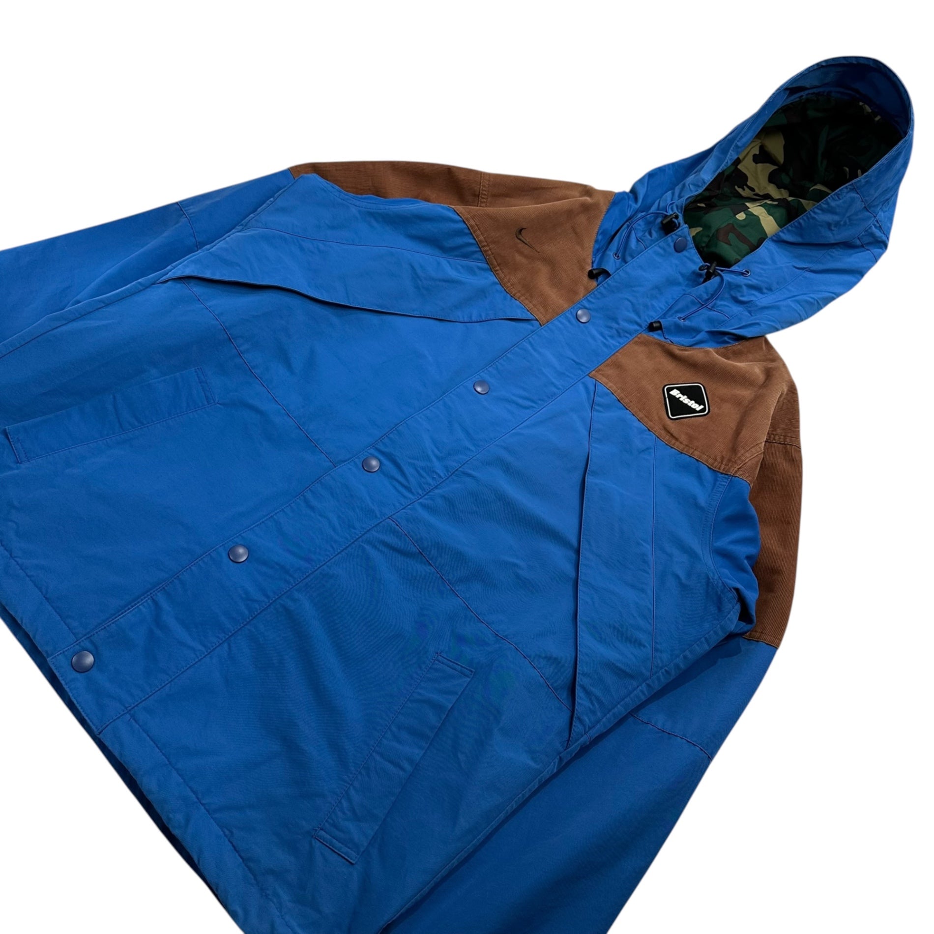 F.C.Real Bristol FCRB(エフシーレアルブリストル) 60/40 Corduroy Panel Mountain Parka コーデュロイ 切替 マウンテンパーカー 615020-479 XL ブルー×ブラウン ジャケット