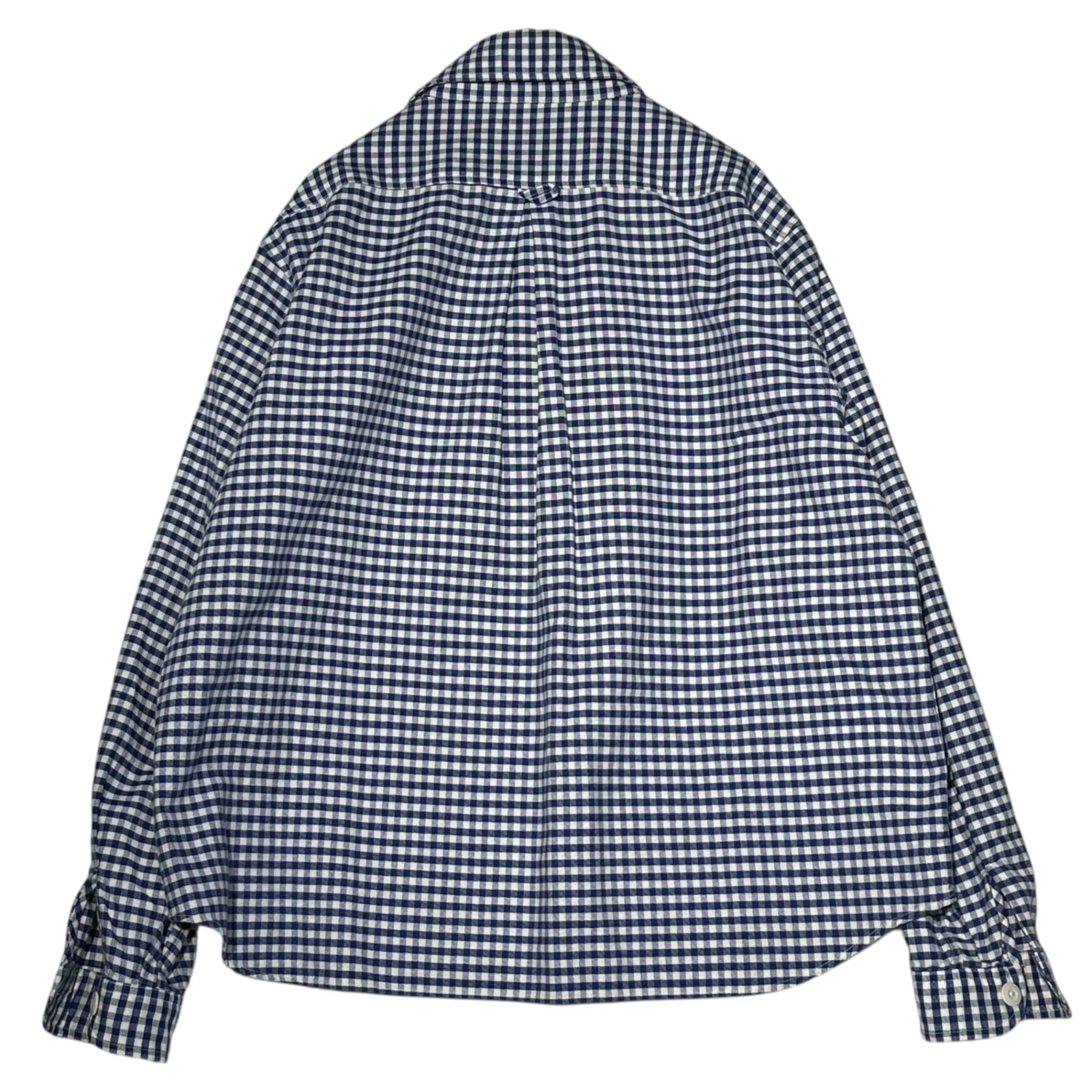 DANTON(ダントン) Round Collar Oxford Check Pullover L/S Shirt ラウンドカラー オックスフォード チェック プルオーバー 長袖 シャツ JD-3564 34(XS程度) ブルー×ホワイト