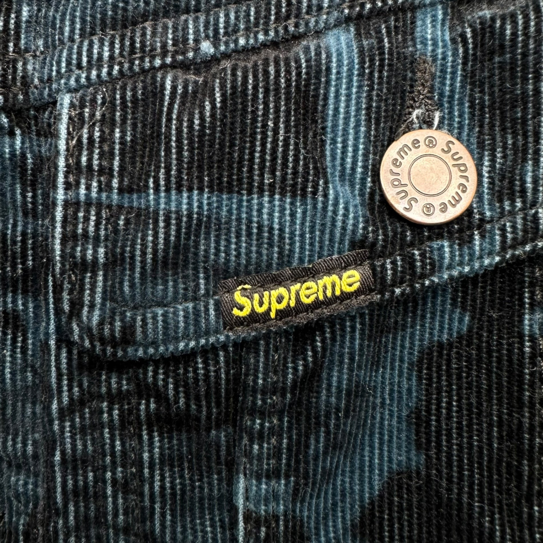 SUPREME(シュプリーム) 18SS Vibrations Corduroy Trucker Jacket バイブレーション コーデュロイ トラッカー ジャケット S ブルー×ブラック