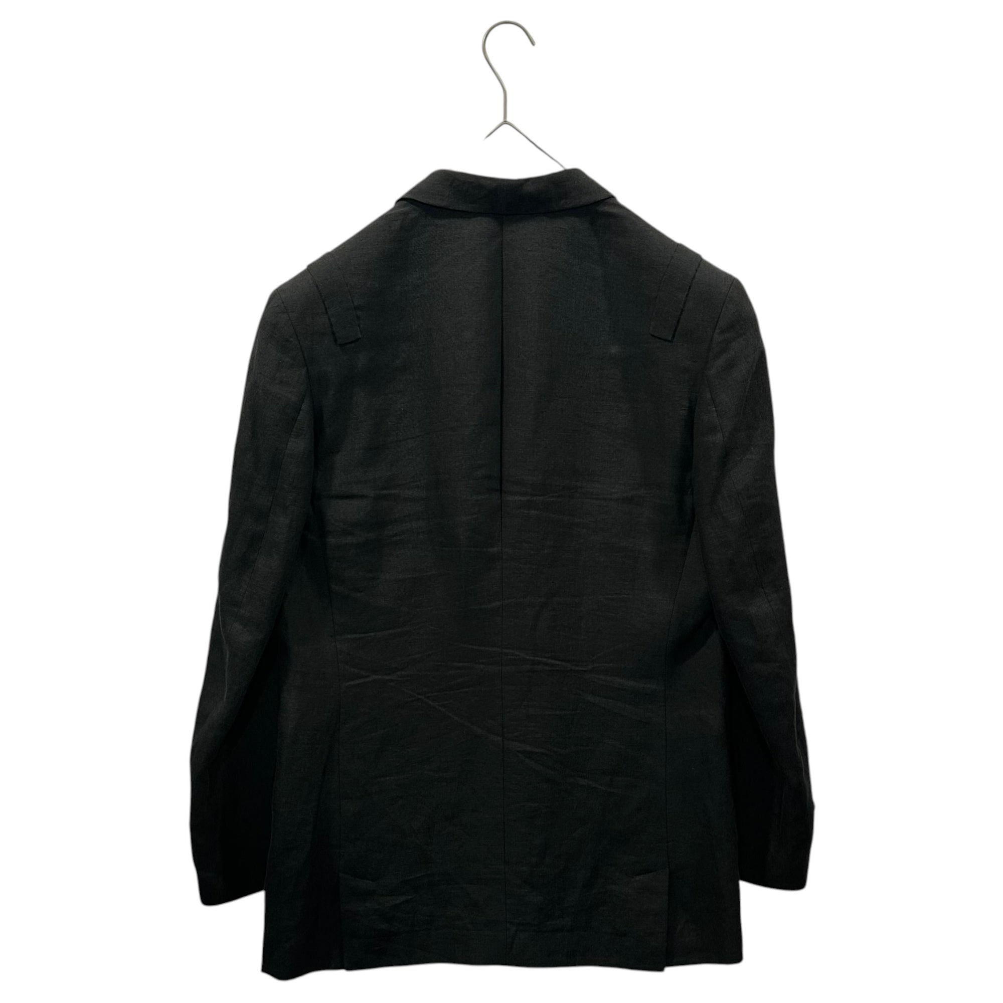 YOHJI YAMAMOTO POUR HOMME(ヨウジヤマモトプールオム) 2014SS Shoulder-Strap Design Linen Wide-Leg Pants Set ショルダー デザイン リネン ワイドパンツ セットアップ JKT:HG-J97-303 BOTTOMS：HG-P96-303 3(L程度) ブラック