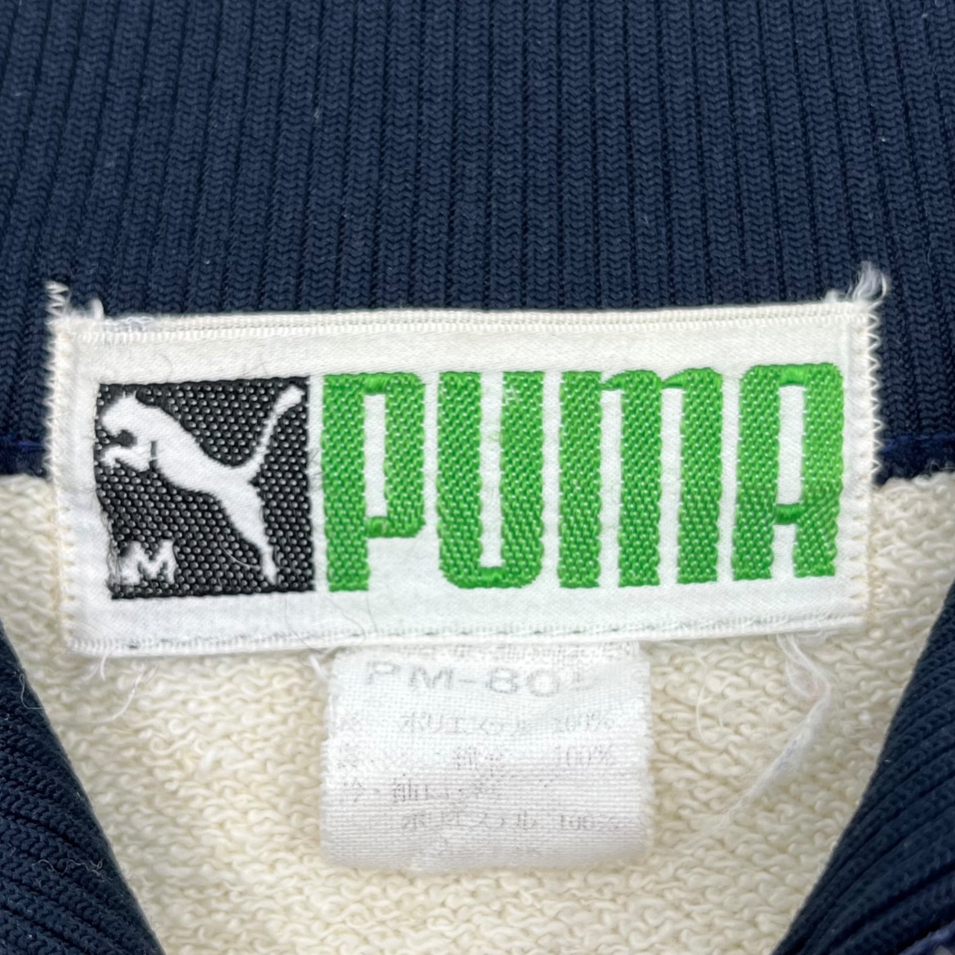 PUMA(プーマ) 90's Vintage logo track jacket ヴィンテージ ロゴ トラック ジャケット PM-805 表記無し(S程度) アイボリー×ネイビー 90年代 ジャージ