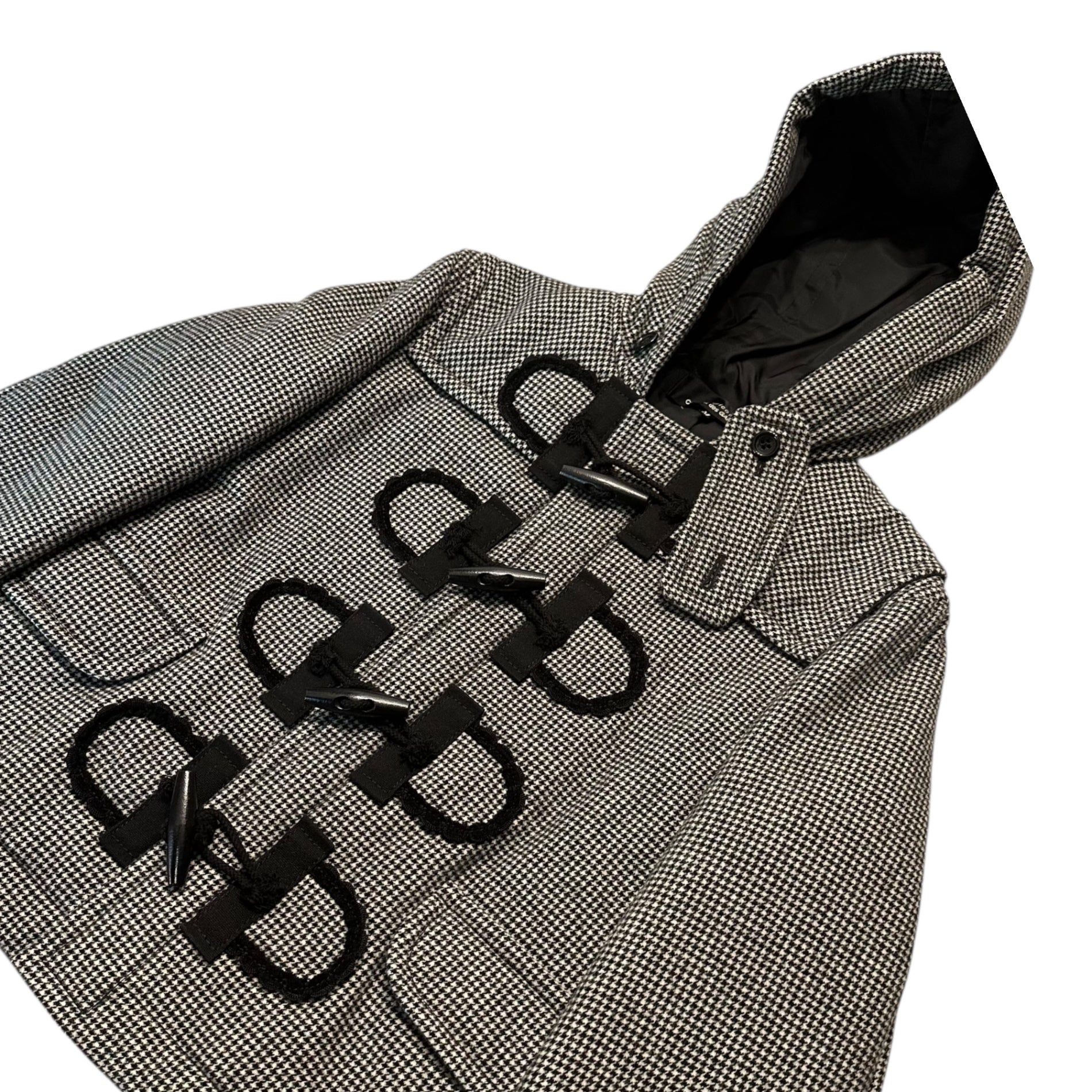 tricot COMME des GARCONS(トリココムデギャルソン) 10AW Quilted Short Duffle Coat with Chidori Pattern 中綿 千鳥柄 ショート ダッフル コート TF-C013 M ブラック×ホワイト AD2010