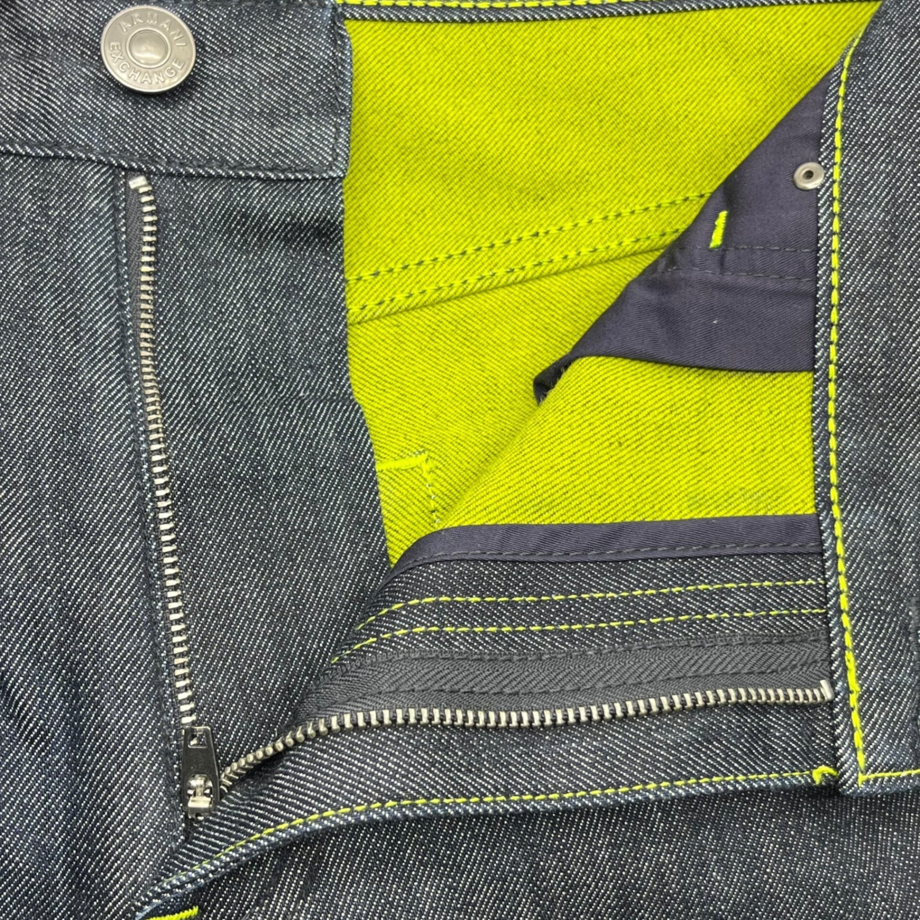 ARMANI EXCHANGE(アルマーニエクスチェンジ) Green stitch tapered denim pants グリーンステッチ テーパード デニム パンツ 3KZJ30 Z1FZZ 36(XL程度) インディゴ