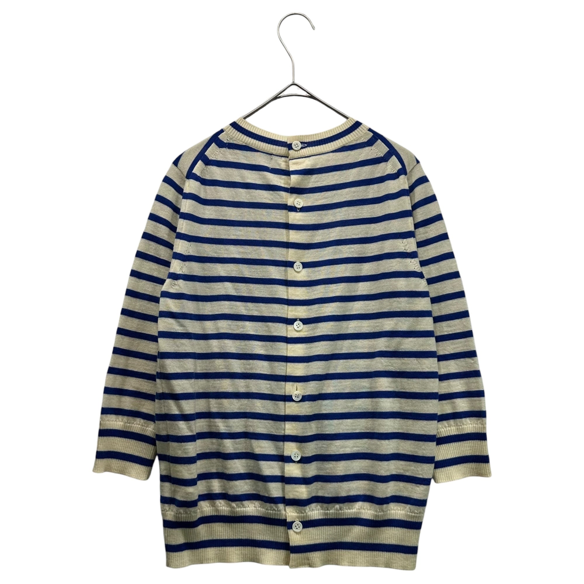 tricot COMME des GARCONS(トリココムデギャルソン) 11AW  Heart lace design back button border cardigan ハート レース デザイン バックボタン ボーダー カーディガン TH-N202 FREE オフホワイト×ブルー×ブラック AD2011