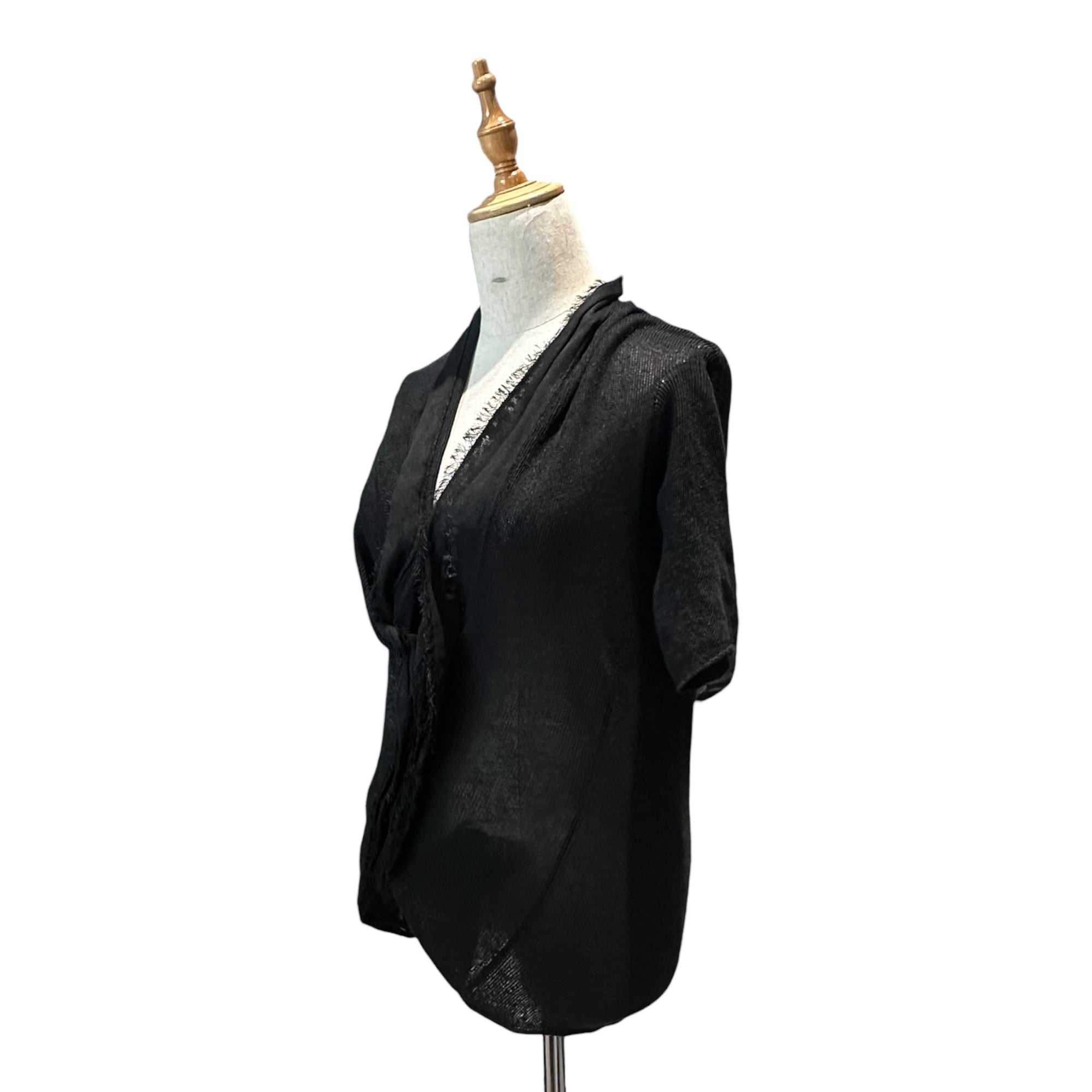 Y's(ワイズ) Paper Yarn Cut-Off Distorted Knit Top ペーパーヤーン 断ち切り 変形 カットソー YX-K36-870 3(L程度) ブラック