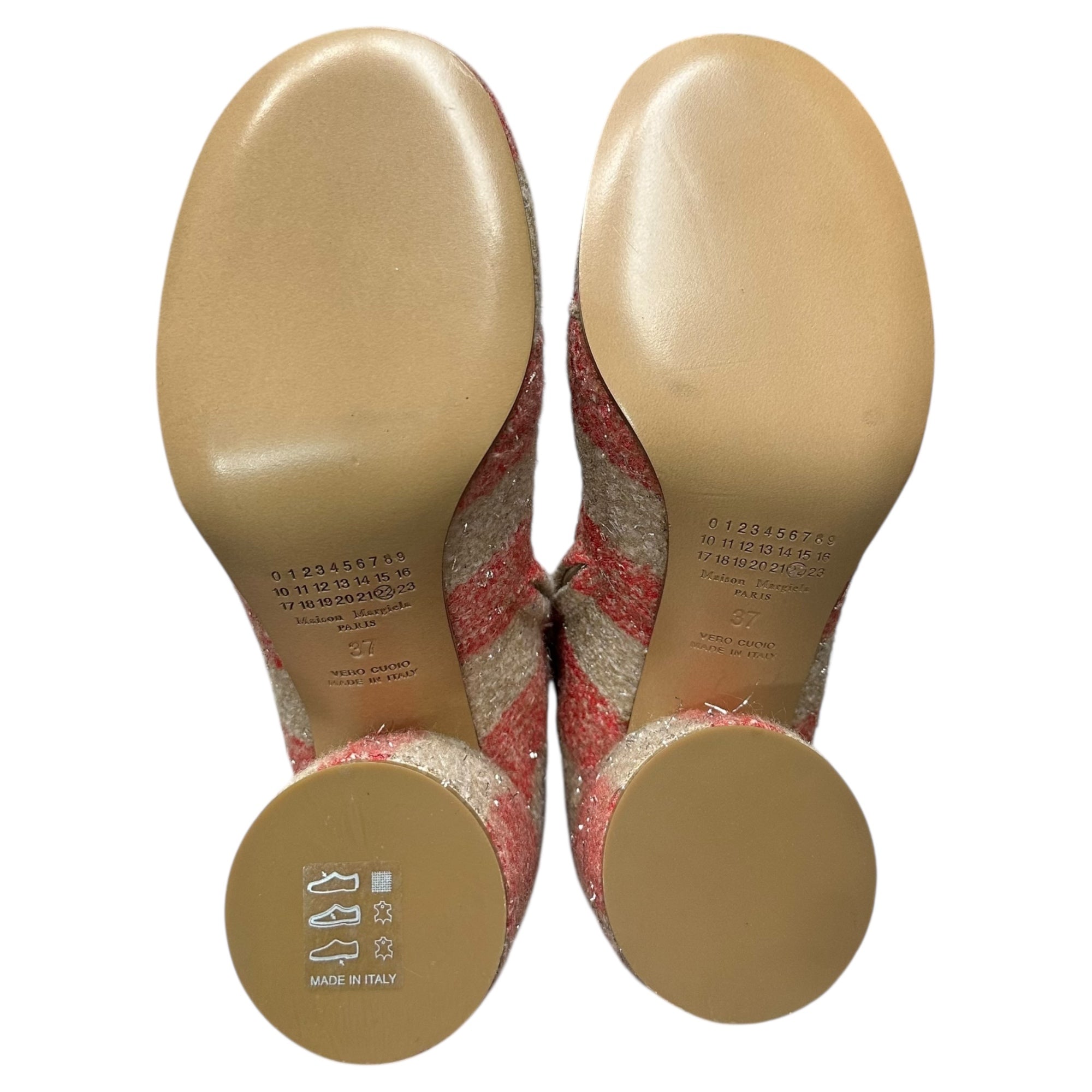 MAISON MARGIELA(メゾンマルジェラ) 17AW Lace-Up Tweed Long Boots レース アップ ツイード ロング ブーツ S58WW0045 37(23.5cm程度) レッド×ベージュ