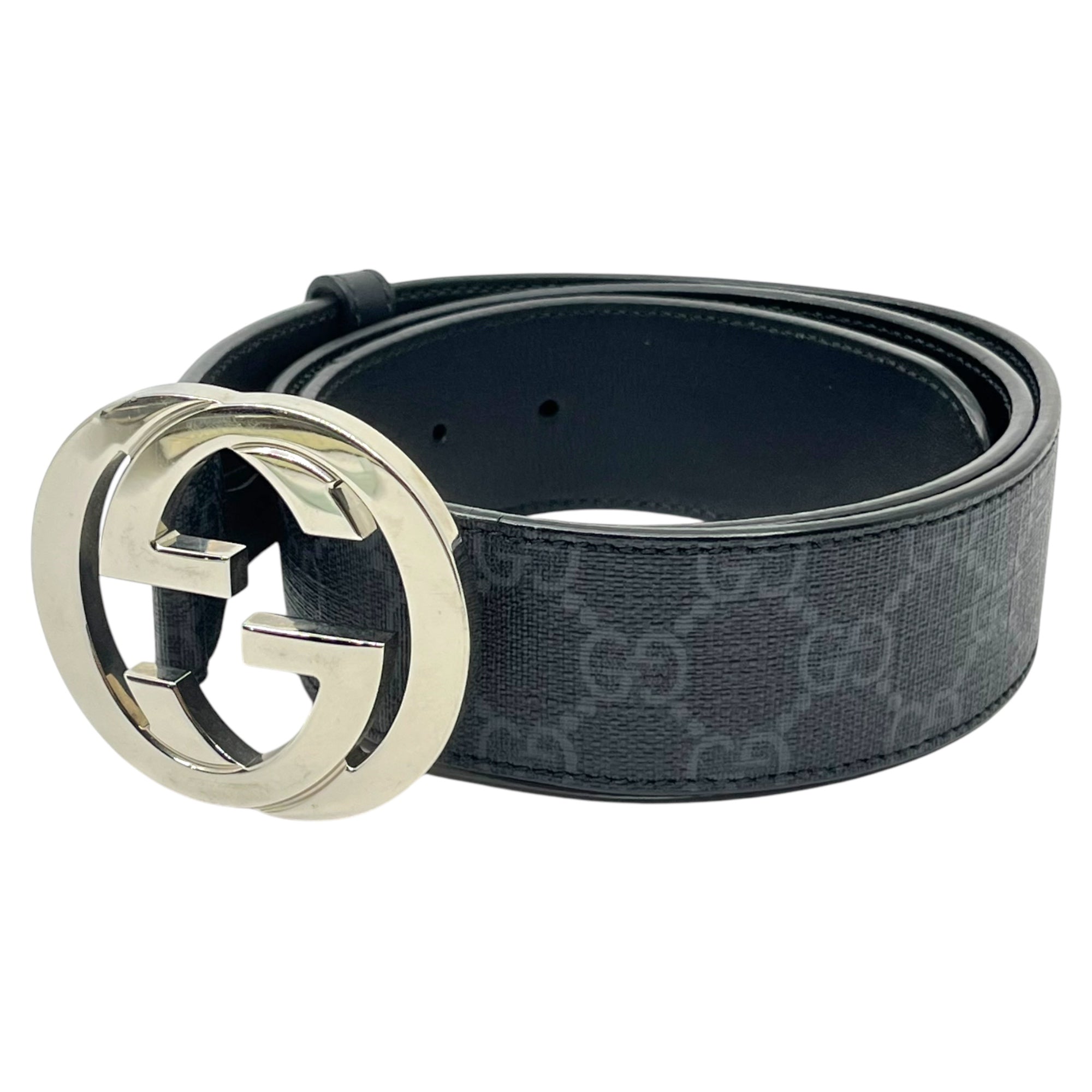 GUCCI(グッチ) Interlocking G Buckle GG Supreme Canvas Belt インターロッキングG バックル GGスプリーム キャンバス ベルト 411924 525040 85・34 ブラック