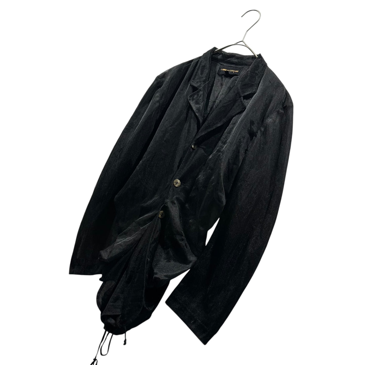COMME des GARCONS(コムデギャルソン) 1991SS Sheer Asymmetrical Drawstring Button-Front Jacket シアー 変形 ドローコード ボタン ジャケット GJ-05006S S ブラック AD1990 90s アーカイブ 珍品