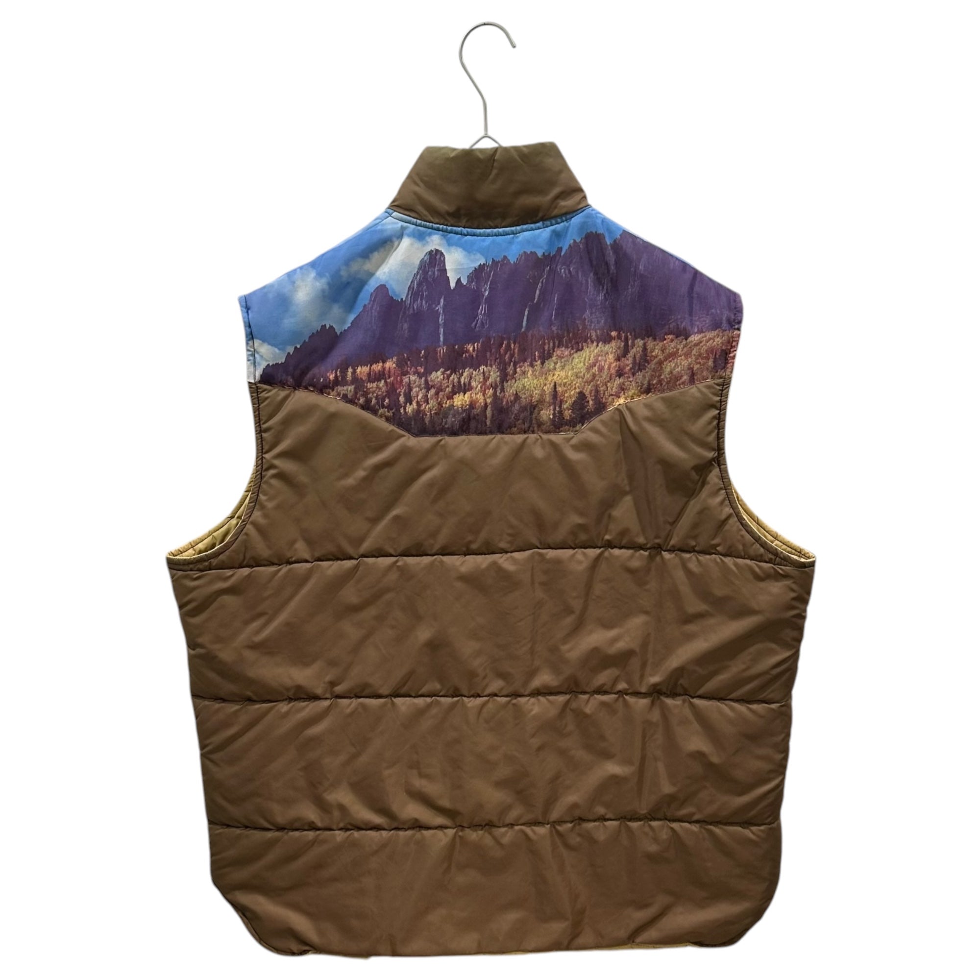SEARS(シアーズ) 1970's Photo print Western nylon vest フォトプリント ウエスタン ナイロン ベスト XL ブラウン 70年代 ヴィンテージ 中綿