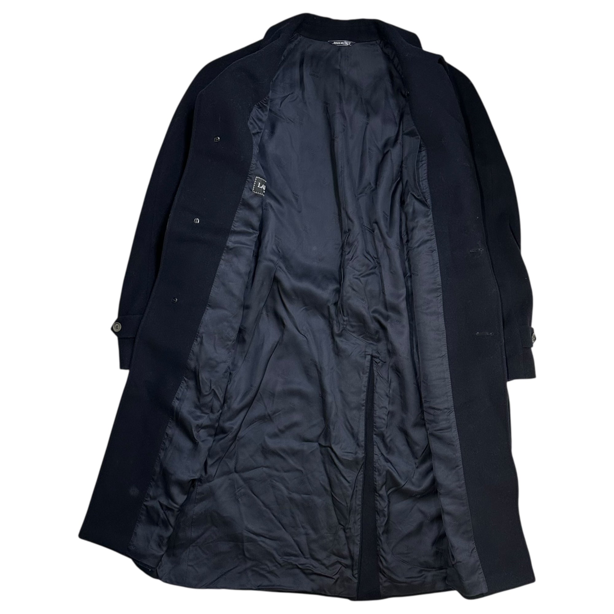 LANVIN(ランバン) 80's~90's Stencil-collar Belted Wool Coat ステンカラー ベルテッド ウール コート 52(XL程度) ネイビー 80年代～90年代 ヴィンテージ