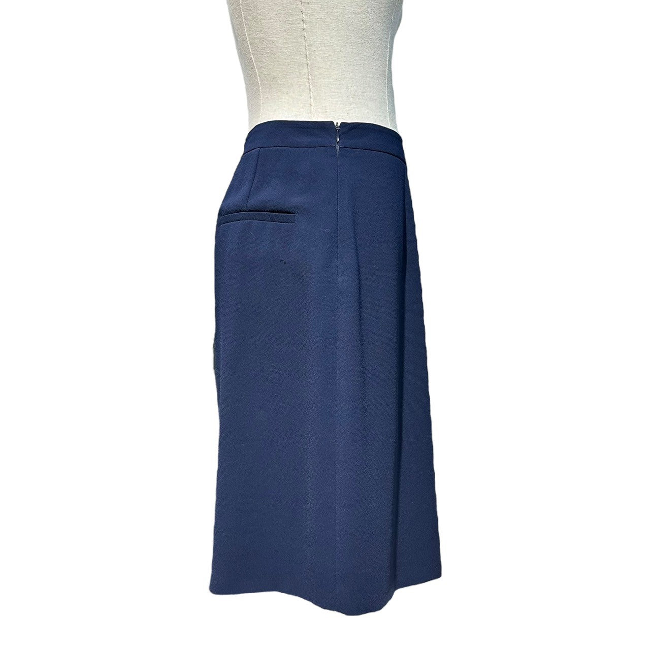MAISON MARGIELA(メゾンマルジェラ) 15AW Asymmetrical Silk Knee-Length Skirt アシンメトリー シルク ひざ丈 スカート S31MA0293 42 ネイビー×グレー
