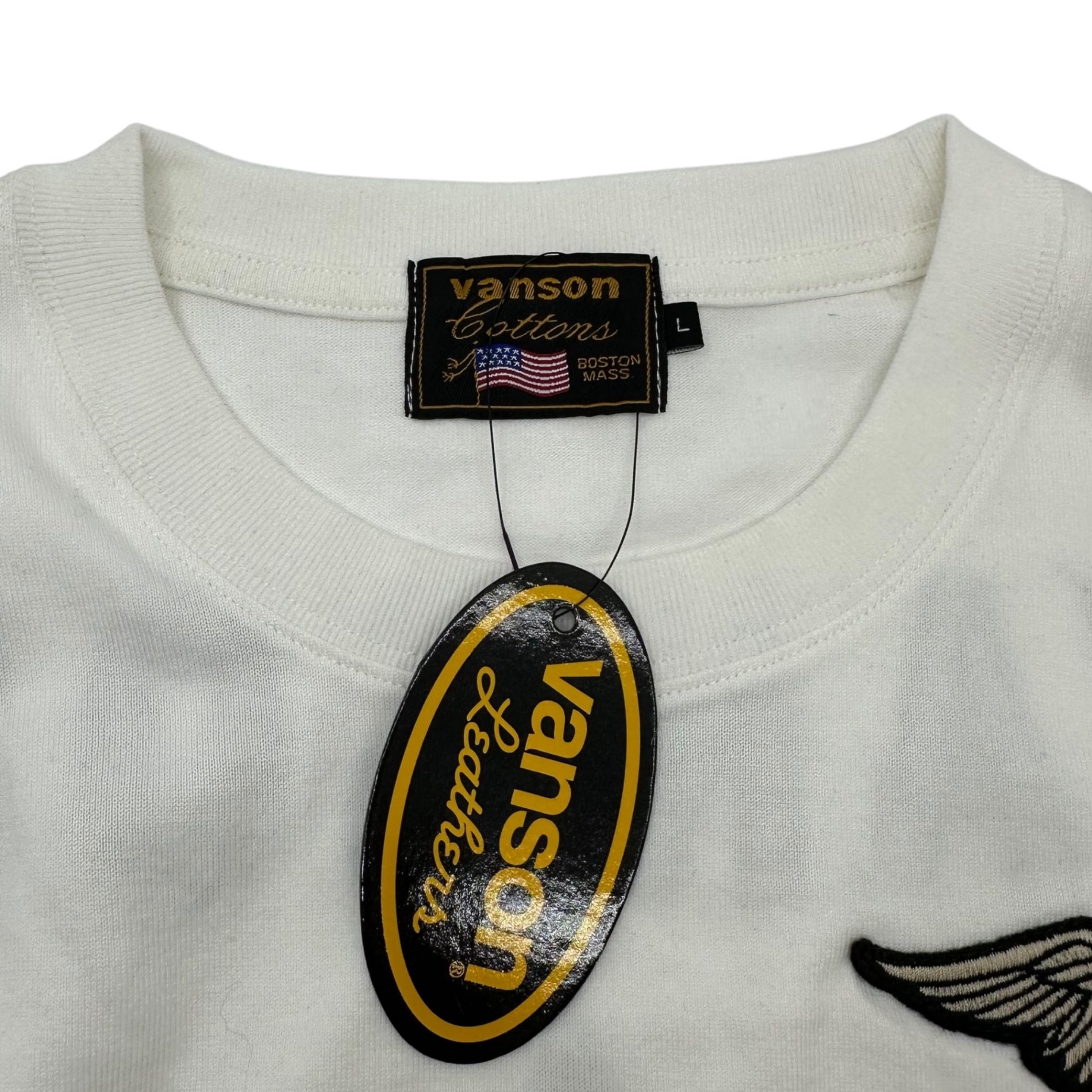 VANSON(バンソン) ONE STAR L/S TEE ワン スター 刺繍 長袖 Tシャツ NVLT-2401 L ホワイト