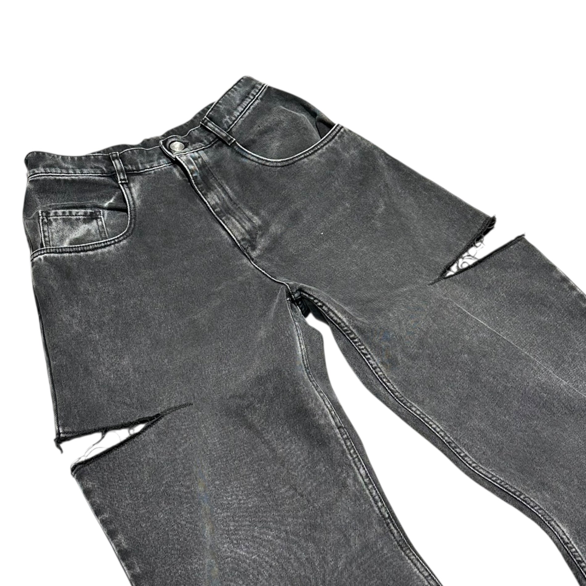 MAISON MARGIELA(メゾンマルジェラ) 24SS Slash detail cutout black denim pants スラッシュ ディテール カットアウト ブラック デニム パンツ S51LA0051 46 ブラック 稀少 メンズサイズ ①ライン