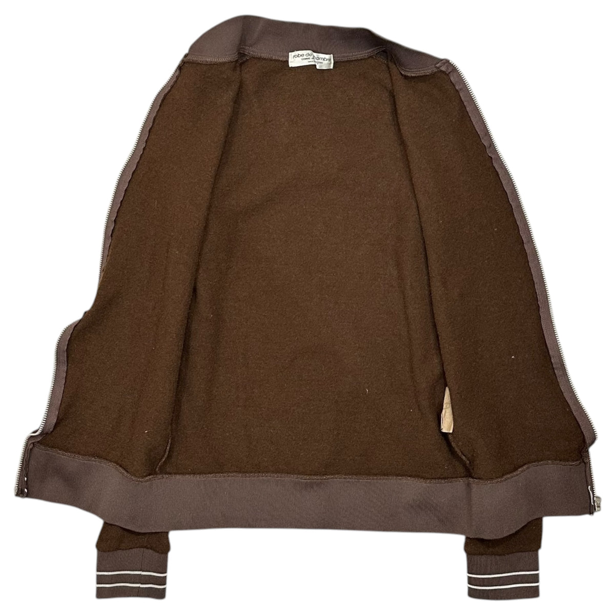 robe de chambre COMME des GARCONS(ローブドシャンブルコムデギャルソン) 1999AW Dye-Through Zip-Up Wool Track Jacket 製品染め ジップアップ ウール トラック ジャケット RT-040380 FREE ブラウン AD1999