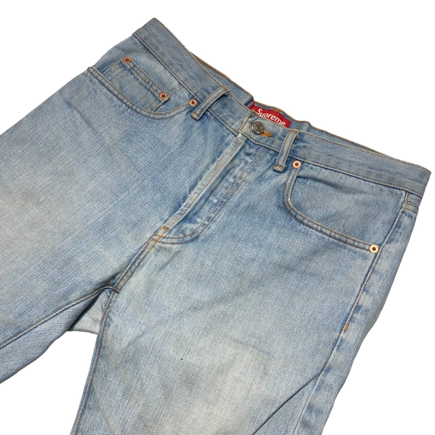 SUPREME(シュプリーム) Washed processing straight denim pants ウォッシュ 加工 ストレート デニム パンツ 32 ライトインディゴ USA製