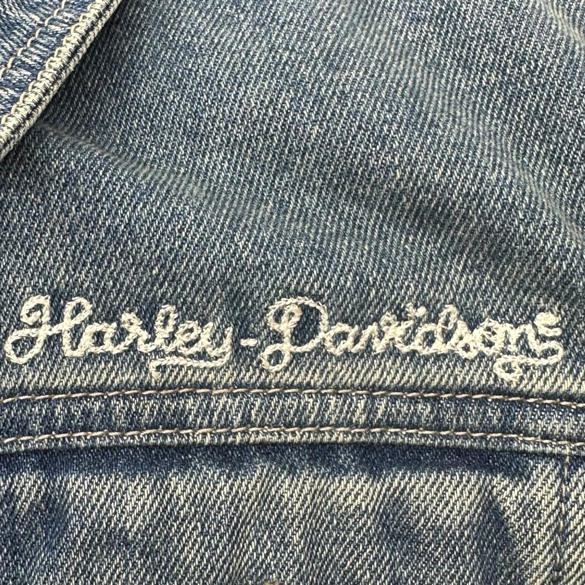 HARLEY DAVIDSON(ハーレーダビッドソン) back logo patch denim jacket バックロゴ パッチ ジャケット M インディゴ バイク 刺繍