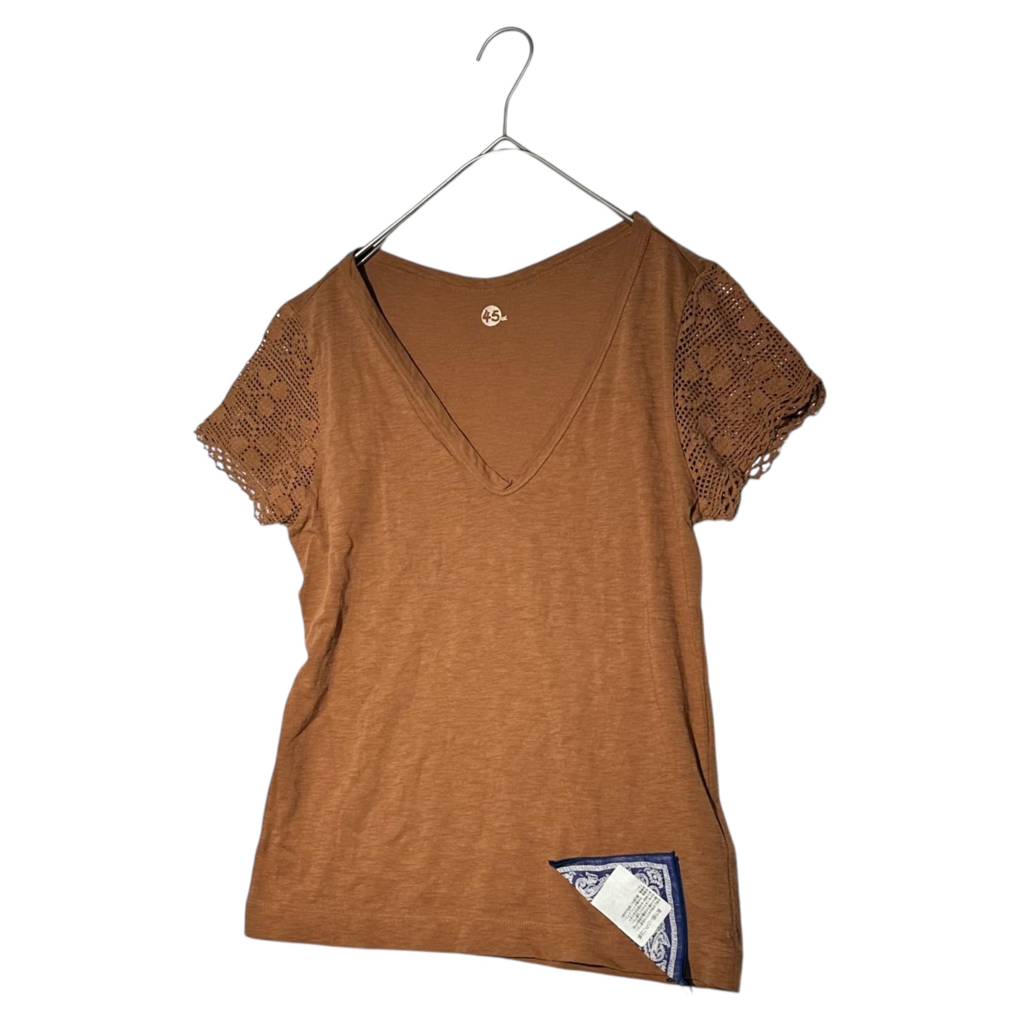 45R(フォーティーファイブアール) Sleeve Lace Short Sleeve T-Shirt 5057083-83-1 1(S程度) ブラウン