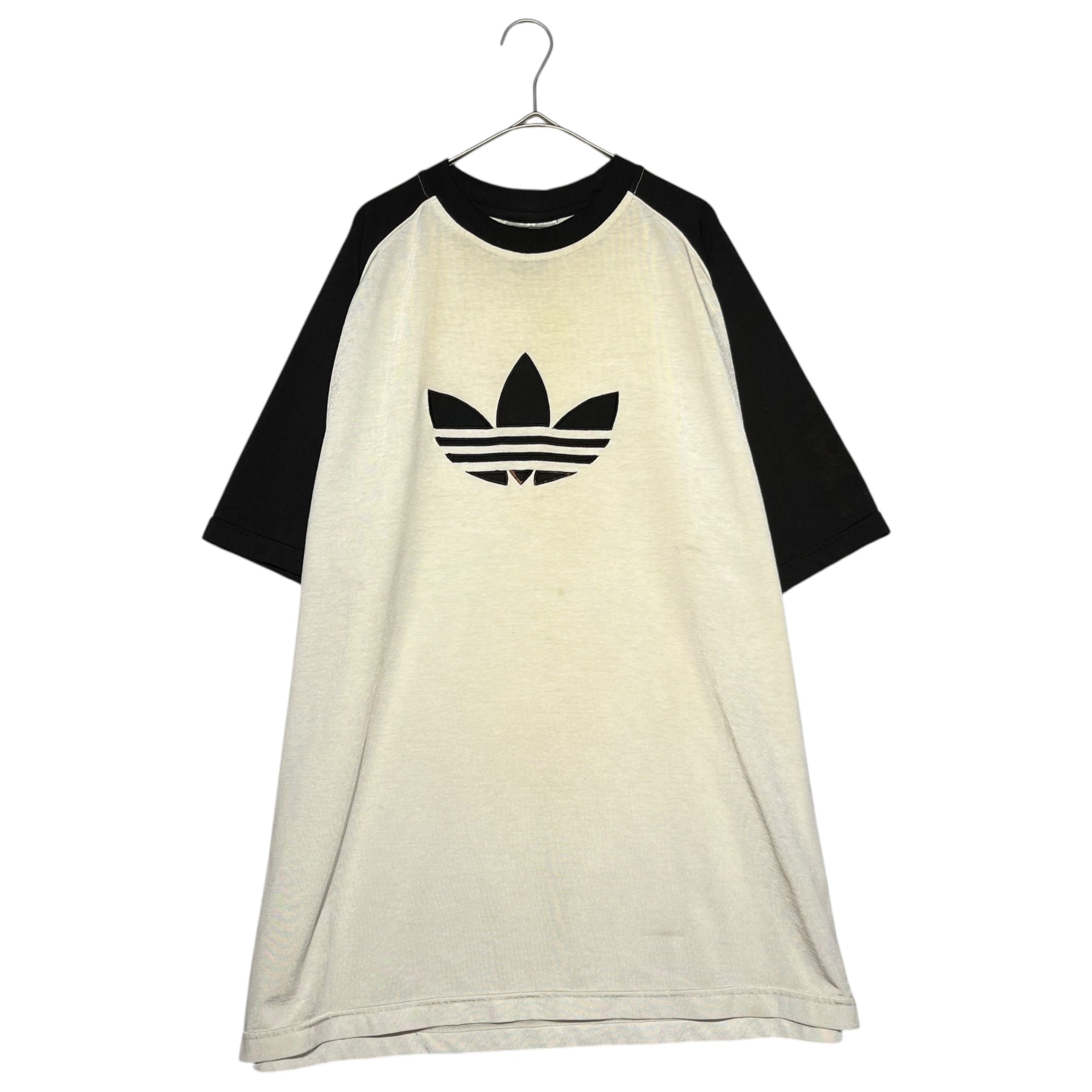 adidas(アディダス) 90's Raglan hockey game shirt ロゴ ラグラン ホッケー ゲーム シャツ AYZ001 L(XL程度) ホワイト×ブラック 90年代 ヴィンテージ Tシャツ