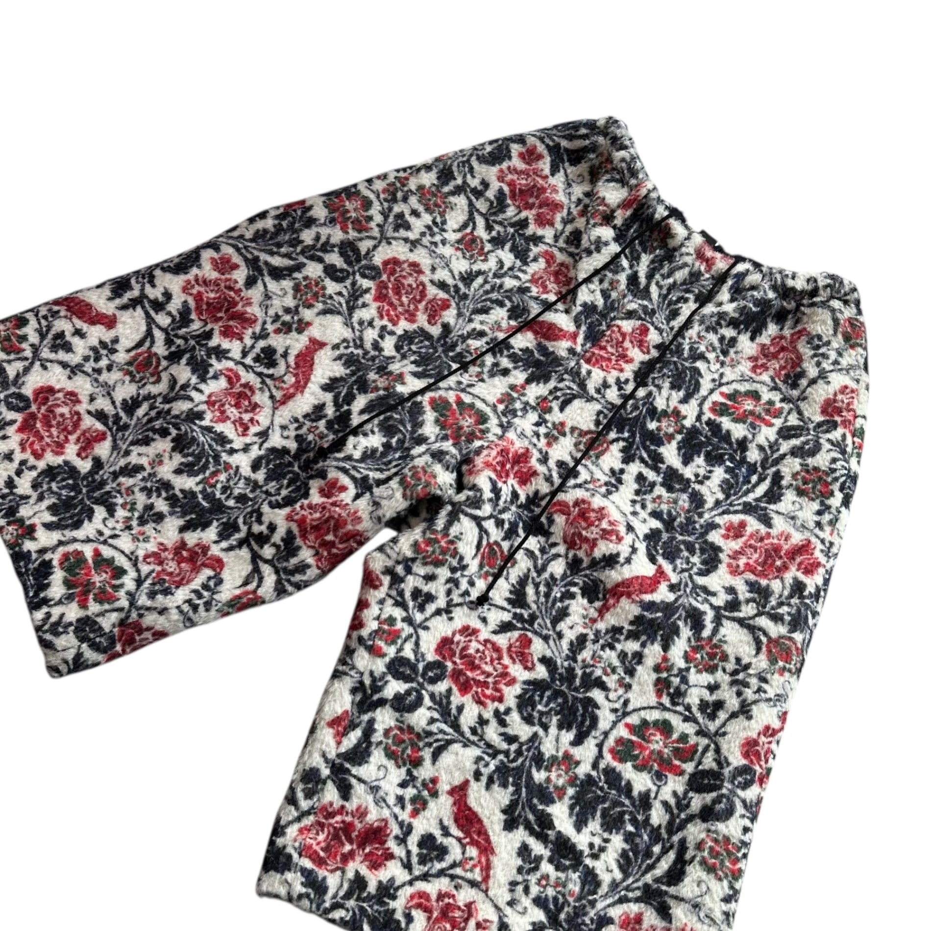 Y's(ワイズ) “Rose” Faux Fur Wide Shorts 「薔薇」 フェイクファー ワイド ショーツ YR-P10-124 2(M程度) ホワイト×レッド 男性着用可能サイズ