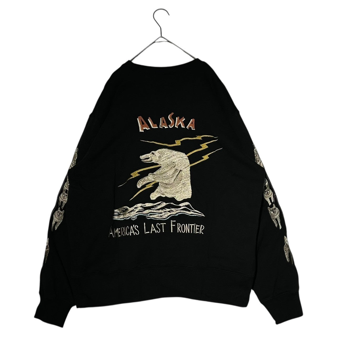 TAILOR TOYO×BEAMS(テーラートーヨー東洋×ビームス) 23SS Embroidered Crew Neck Sweatshirt 別注 刺繍 クルーネック スウェット 11-13-0376-086 M ブラック 犬 白熊 ALASKA