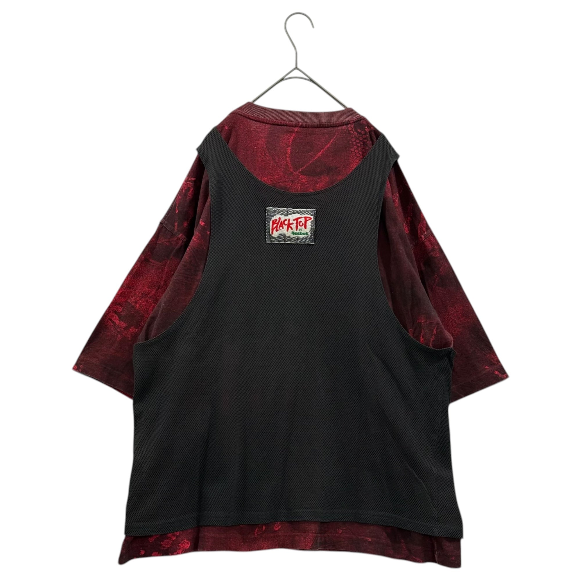 Reebok(リーボック) 90’s BLACKTOP Graphic Mesh Layered Tee グラフィック メッシュ レイヤード Tシャツ XL レッド×グレー 90年代