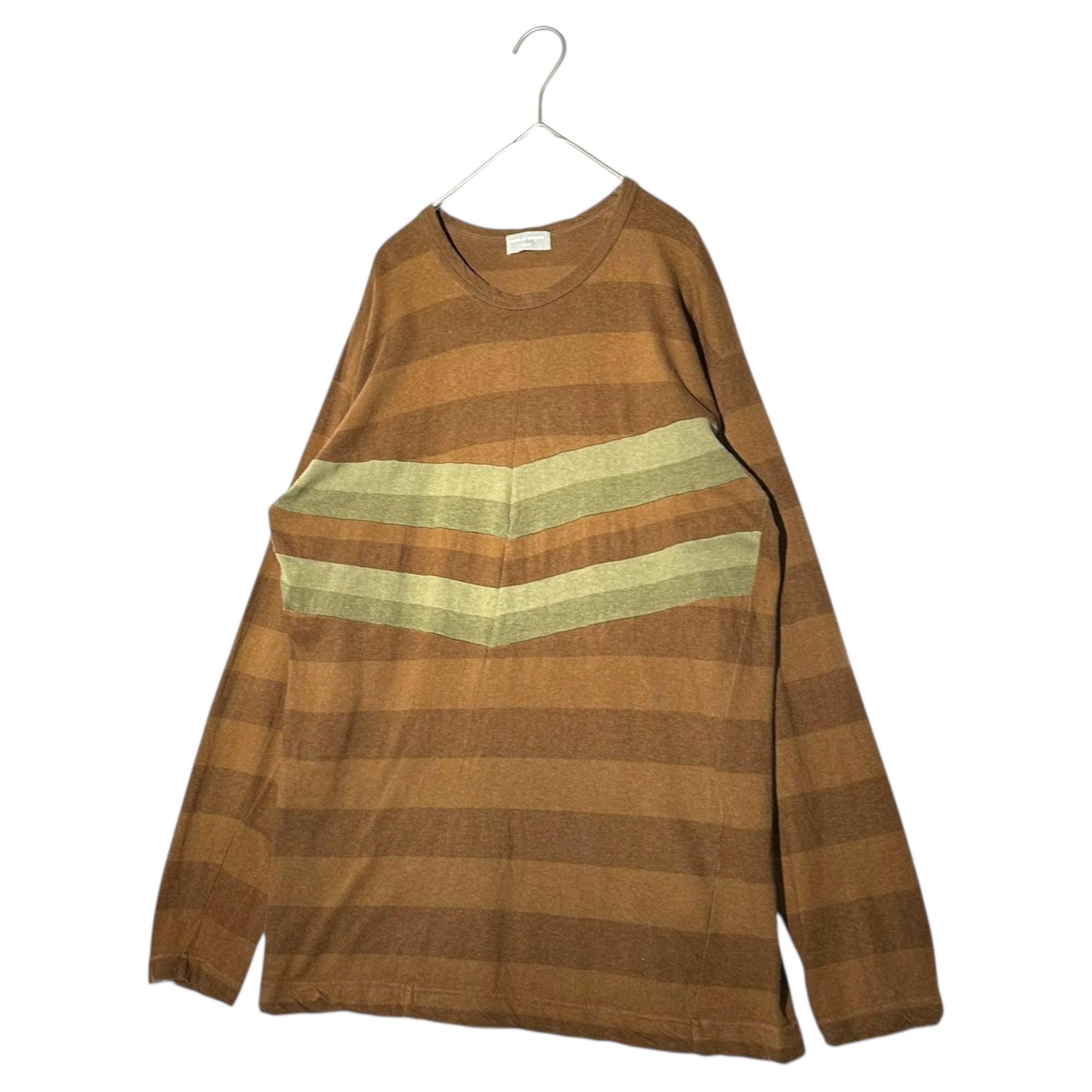 COMME des GARCONS HOMME(コムデギャルソンオム) 90's Shaped Pattern Crew Neck Long Sleeve Cut and Sewn 変形 パターン クルーネック 長袖 カットソー HT-100160 FREE ブラウン AD1996 田中オム 田中啓一氏デザイン期