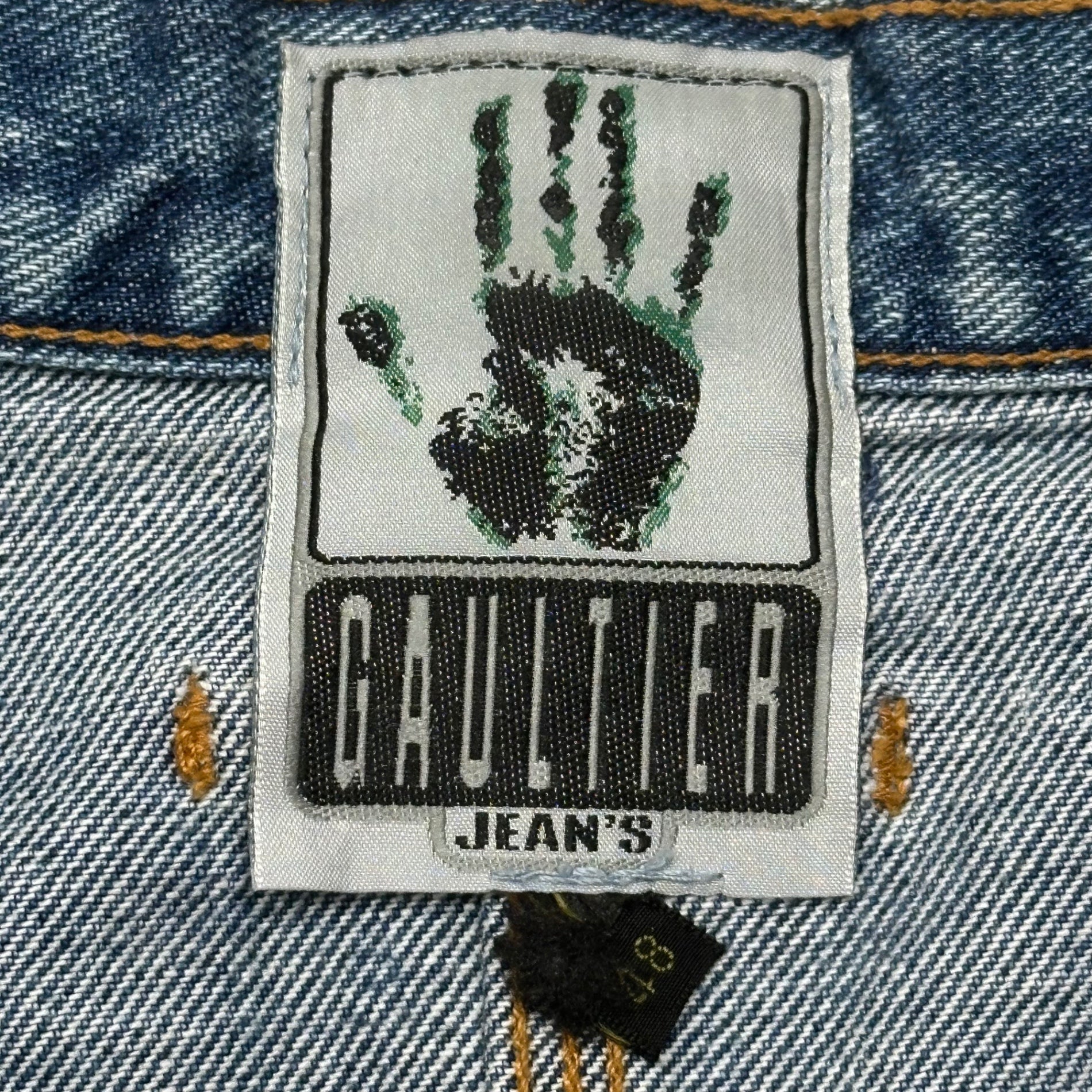 GAULTIER JEANS(ゴルチェジーンズ) 00's Logo-Print Denim Pants ロゴ プレート デニム パンツ 48 インディゴ