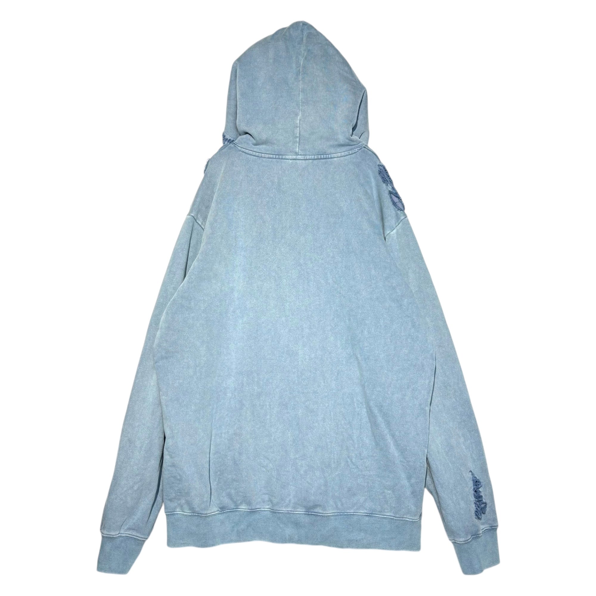 DIG YOUR OWN GRAVE(ディグユアオウングレイブ) deterioration hoody ダメージ フーディ オーバー サイズ フーディ XL ブルー プルオーバー パーカー