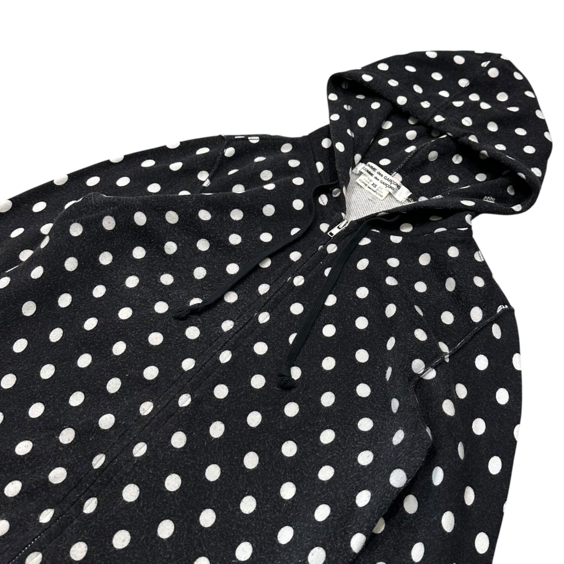 COMME des GARCONS COMME des GARCONS(コムデギャルソンコムデギャルソン) 2012AW Polka-dot Zip-up Hoodie ドット柄 ジップアップ パーカー RJ-T028 XS ブラック×ホワイト AD2012