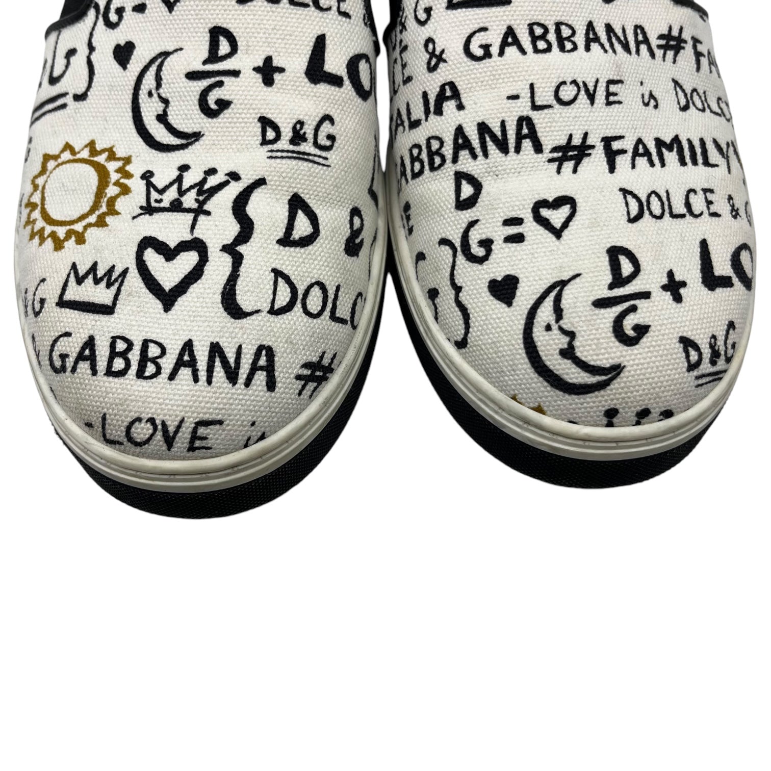 DOLCE&GABBANA(ドルチェ&ガッバーナドルガバ) Graffiti print slip-ons 落書き プリント スリッポン 9(28cm程度) ホワイト×ブラック スニーカー