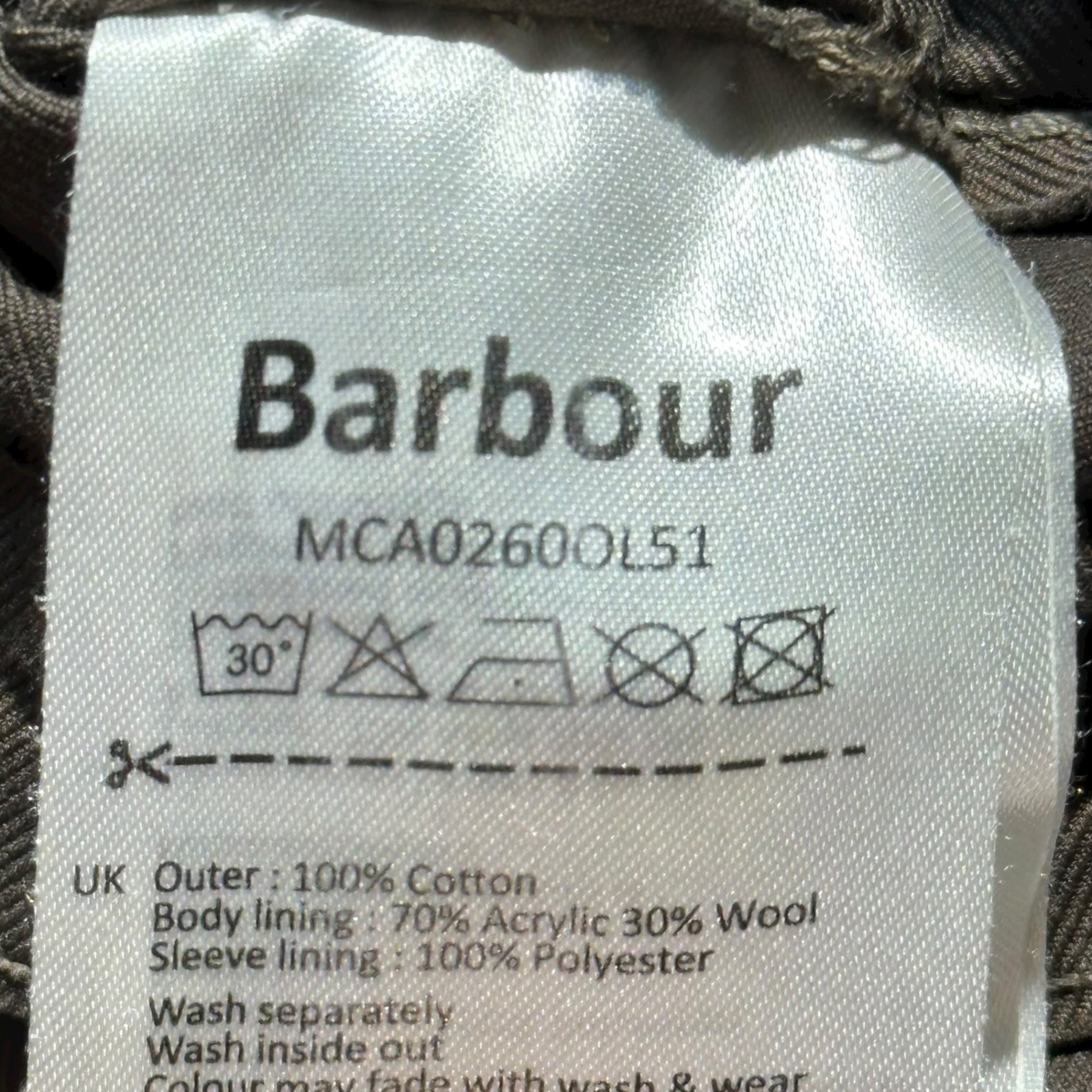 Barbour(バブアー) Dept. (B) Wool Liner Coverall デプト ウール ライナー カバーオール MCA0260OL51 S グレー ミリタリー ジャケット