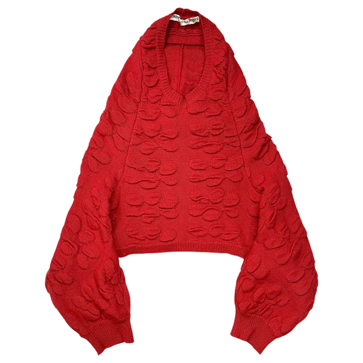 COMME des GARCONS(コムデギャルソン) 1996AW Floral-Woven Asymmetrical Short-Length Dolman Knit 花 織り 変形 ショート レングス ドルマン ニット GN-040220 FREE レッド AD1996 90s アーカイブ