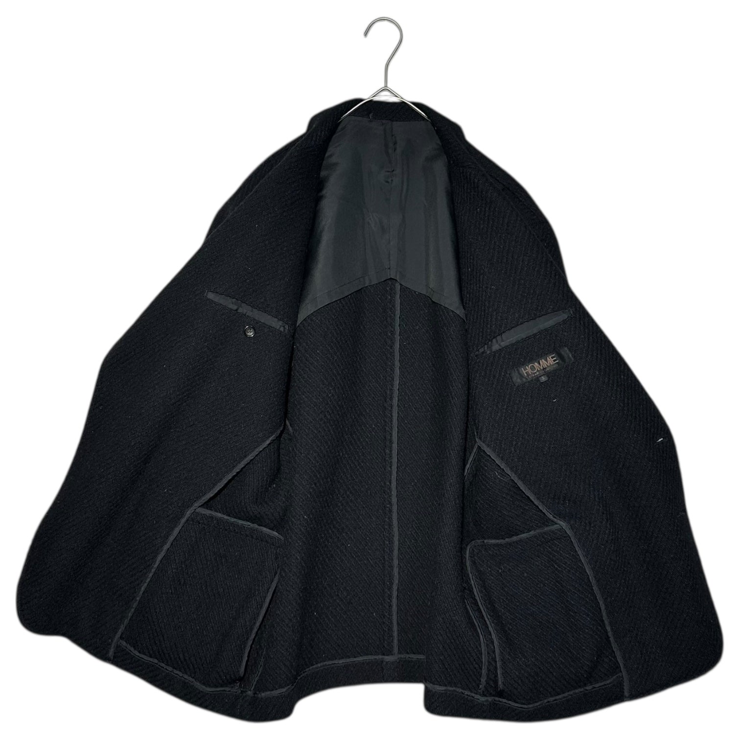 COMME des GARCONS HOMME(コムデギャルソンオム) 70's~80's Wool 2B Tailored Jacket デカオム ウール 2B テーラード ジャケット HJ-08015 S ブラック×ネイビー 70年代～80年代 アーカイブ