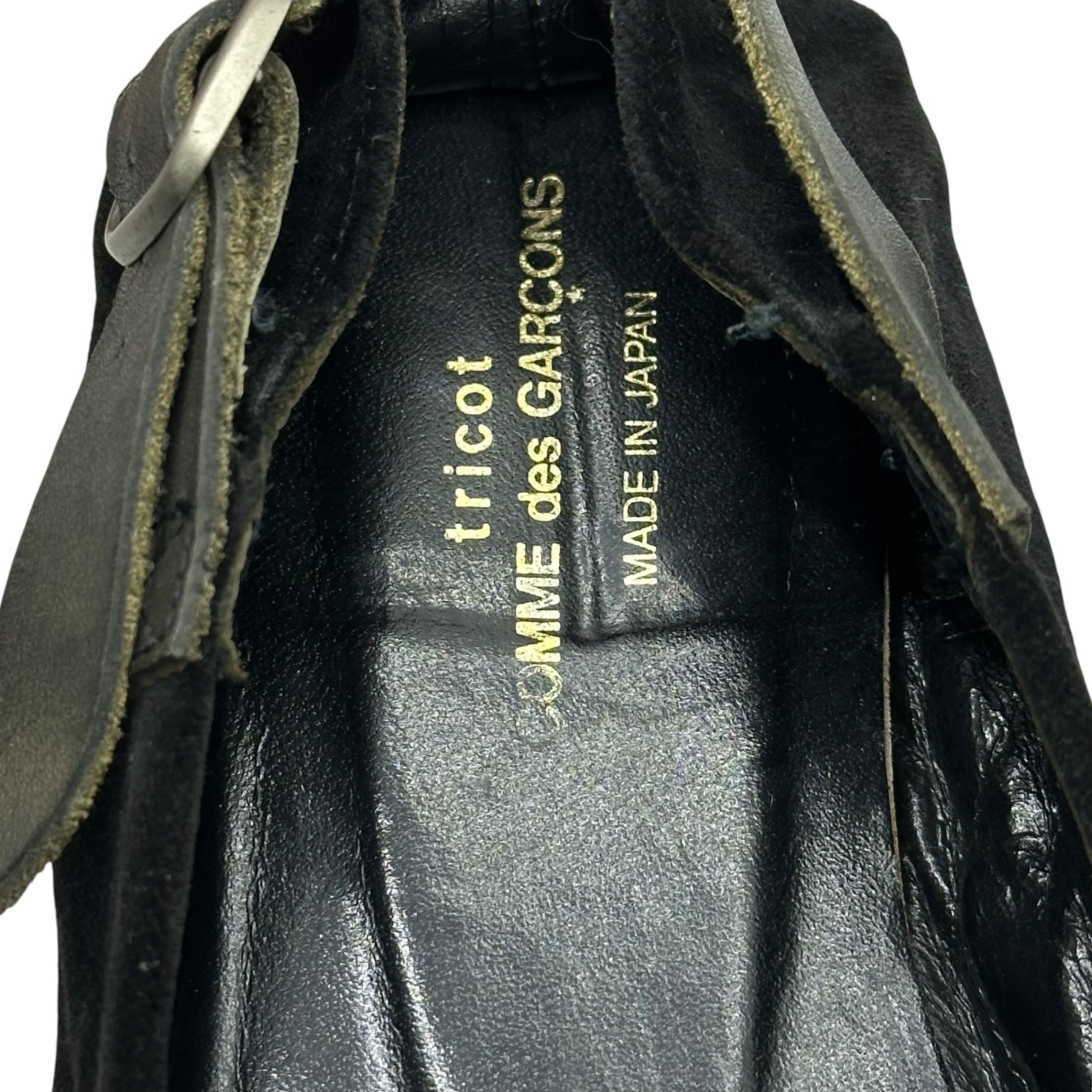 tricot COMME des GARCONS(トリココムデギャルソン) Velour Leather Strap Flat Shoes ベロア レザー ストラップ フラット シューズ S(23cm~23.5cm程度) ブラック パンプス