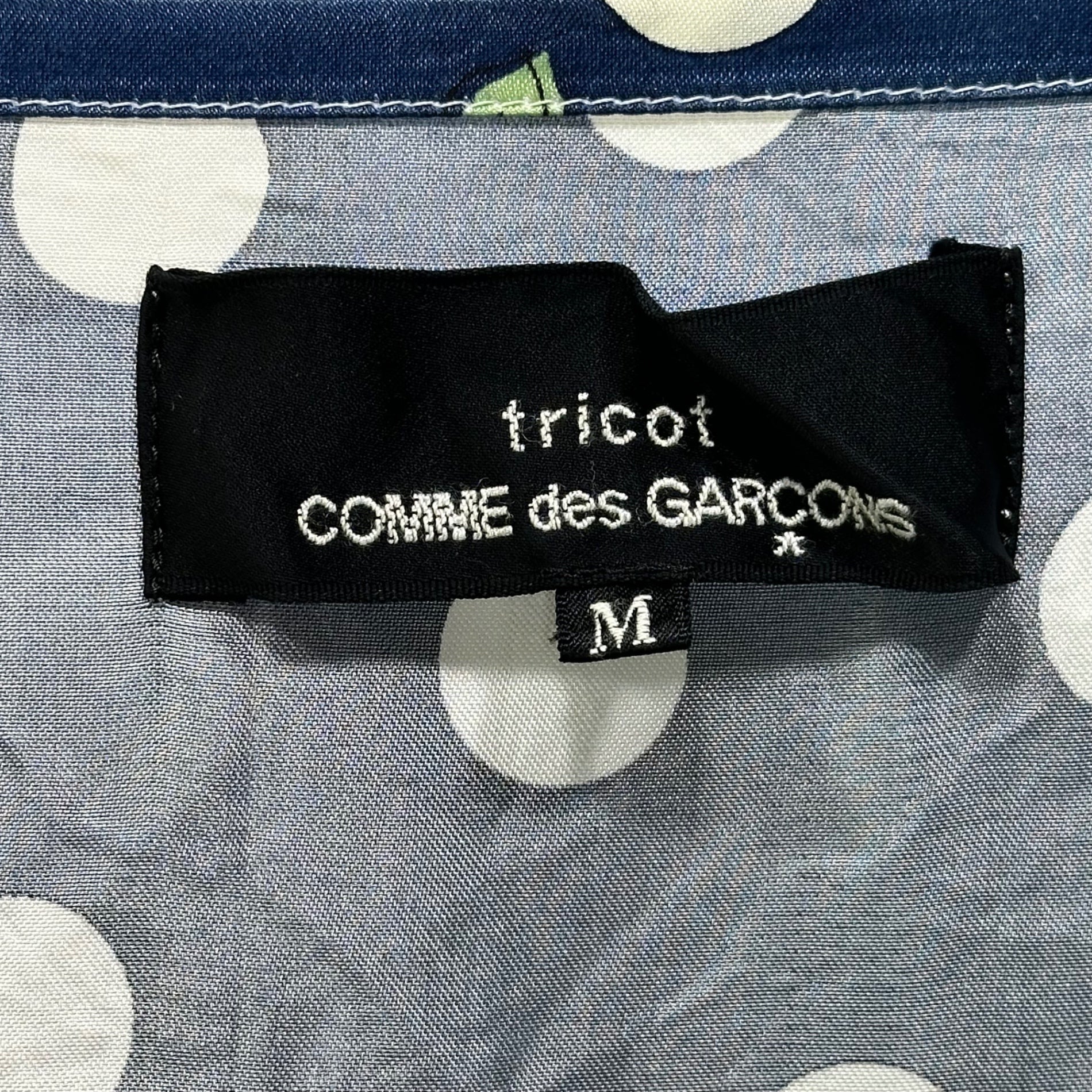 tricot COMME des GARCONS(トリココムデギャルソン) 11SS Orange Print × Dot Cupra Frill Ribbon Dress オレンジプリント × ドット キュプラ フリル リボン ワンピース TG-O031 M ブルー×ホワイト×オレンジ AD2010