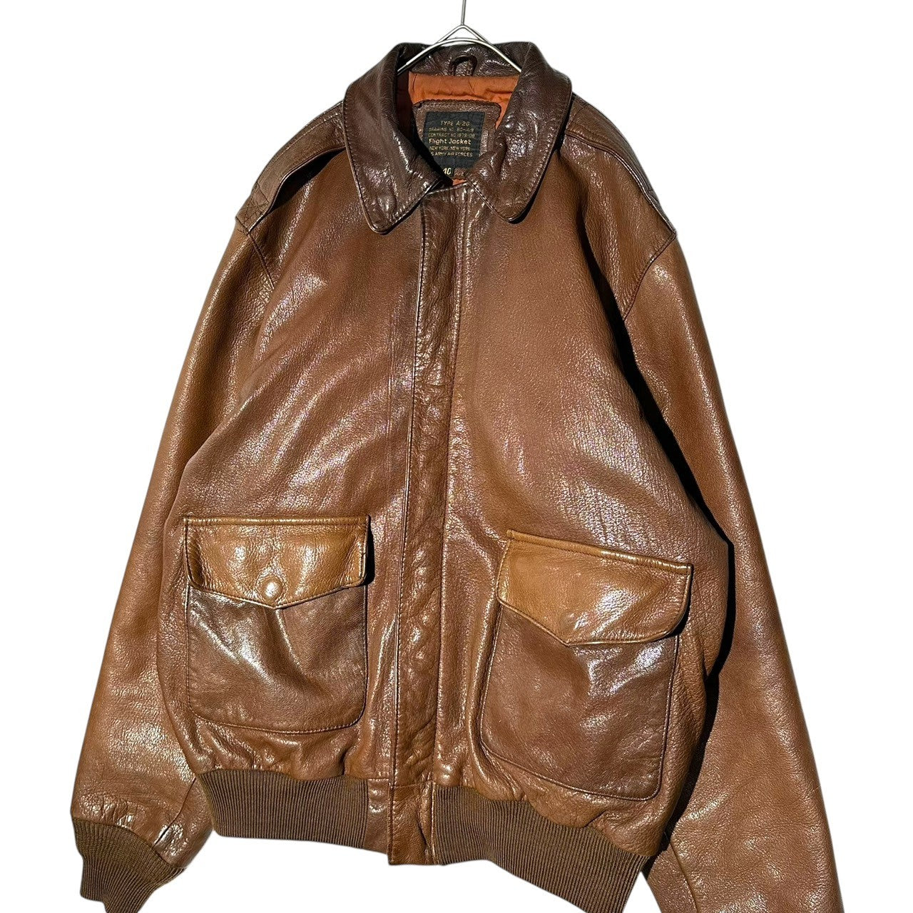 USED(ユーズド) 90's A-2 TYPE Goatskin Flight Jacket 90年代 山羊革 フライト ジャケット CONTRACT NO：1978-08 40(L程度) ブラウン