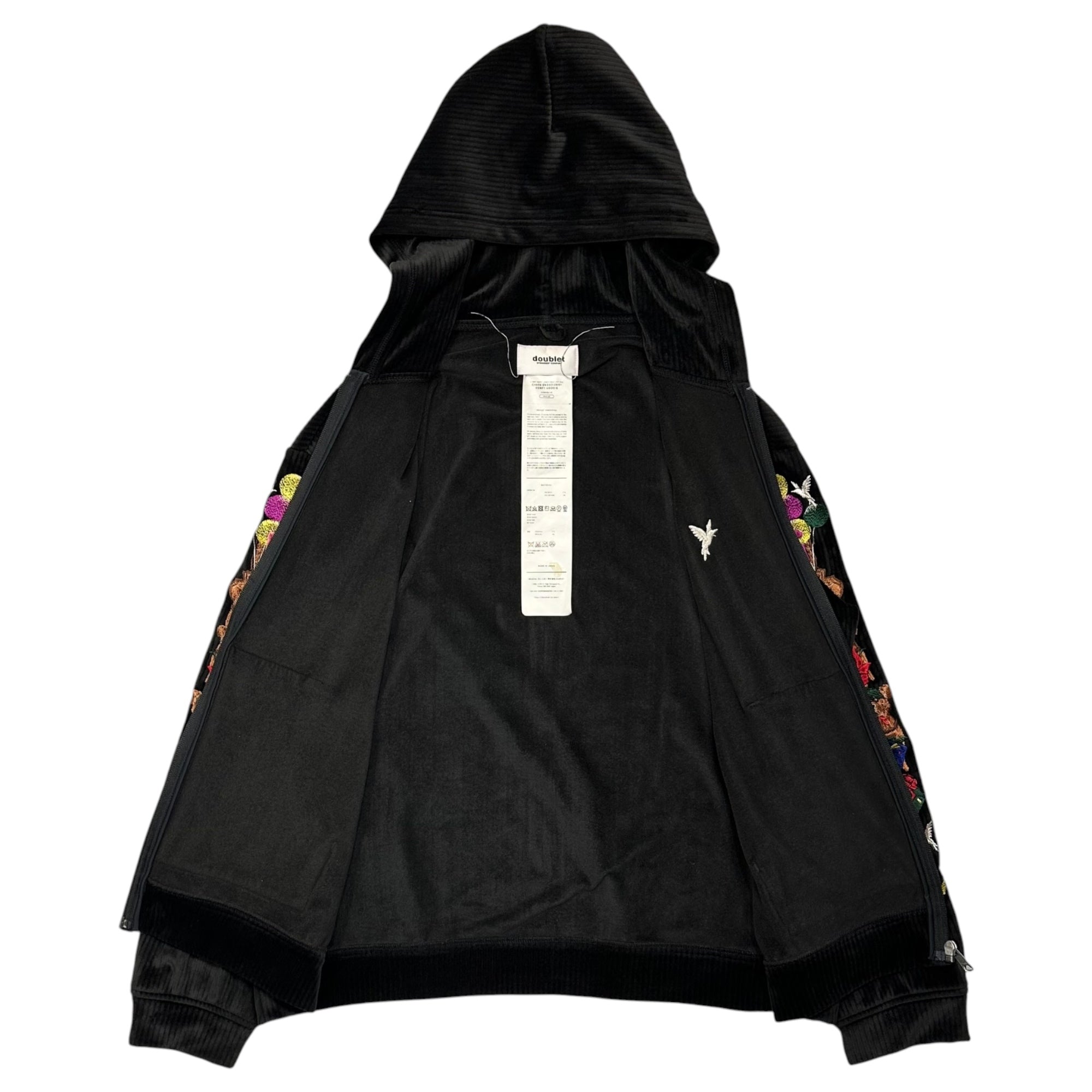 doublet(ダブレット) 2021SS CHAOS EMBROIDERY COMFY HOODIE カオス 刺繍 ジップアップ パーカー 21SS24BL118 M ブラック
