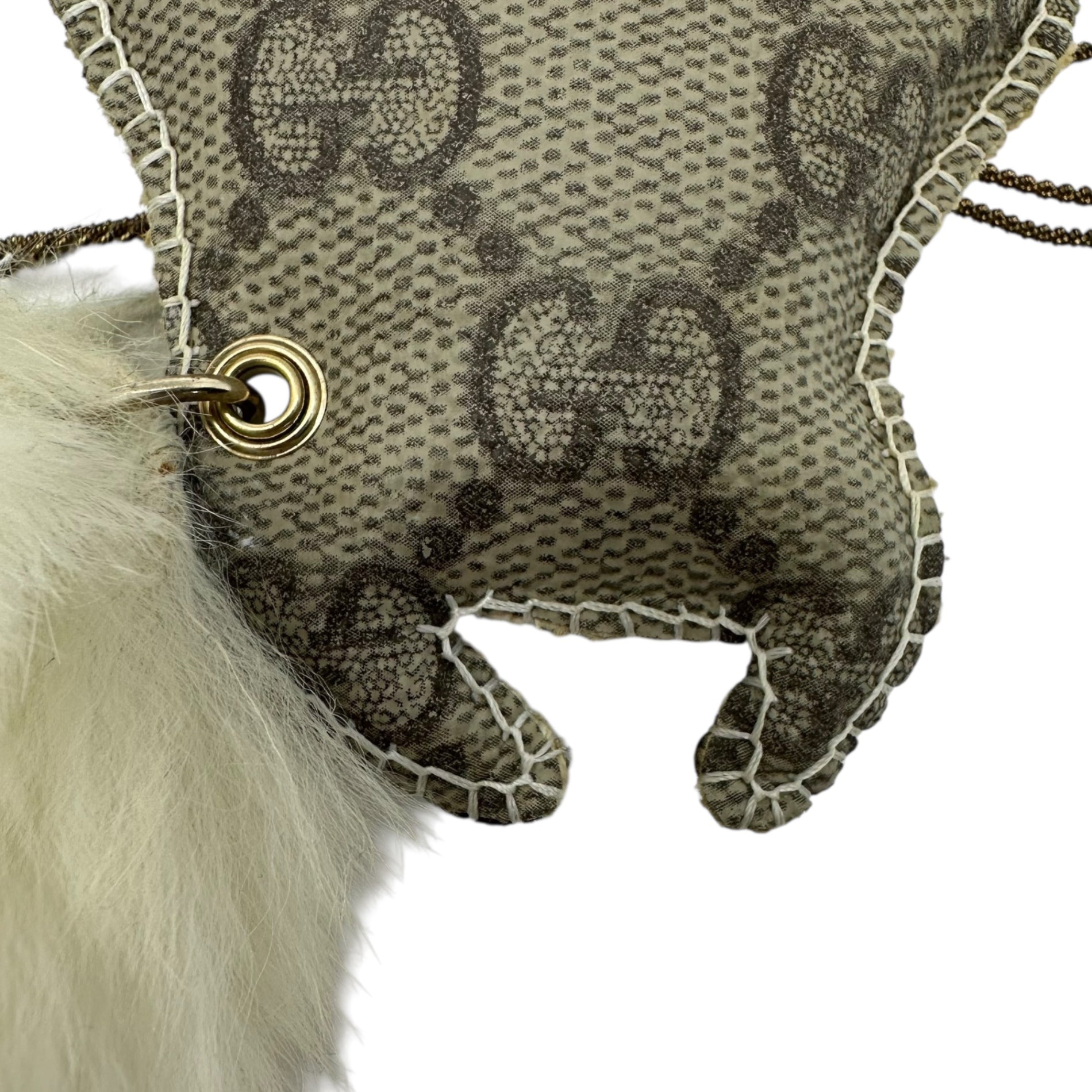 GUCCI(グッチ) GUTTARI GG Supreme Charm ガットリ GG スプリーム チャーム グレー キーホルダー ファー